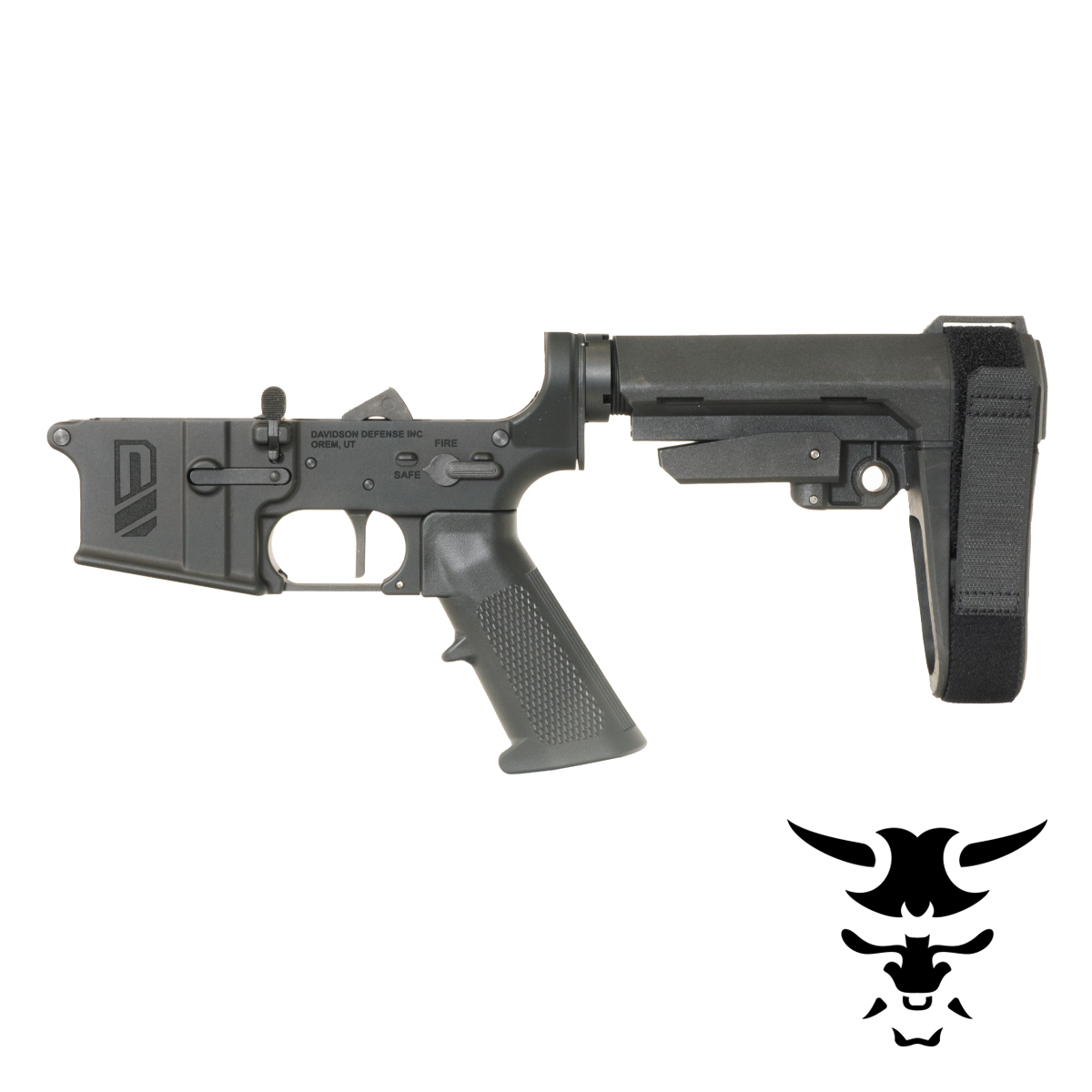 Davidson Defense Ronin Competition AR-15 Pistol Lower Build Kit, SBA3 Adjustable Pistol Stabilizing Brace