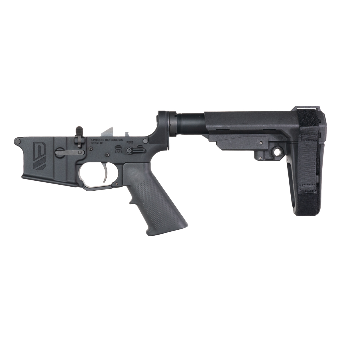 Davidson Defense AR-15 Pistol Lower Build Kit, Rare Breed FRT-15L3, SB Tactical SBA3 Adjustable Pistol Stabilizing Brace