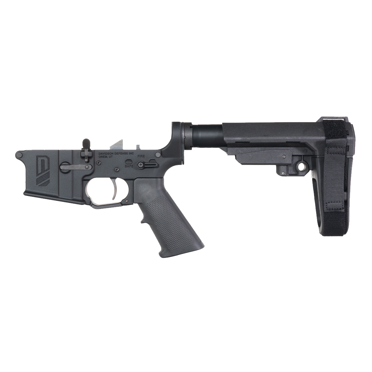 Davidson Defense No-Buffer AR-15 Pistol Lower Build Kit, Rare Breed FRT-15L3, SB Tactical SBA3 Adjustable Pistol Stabilizing Brace