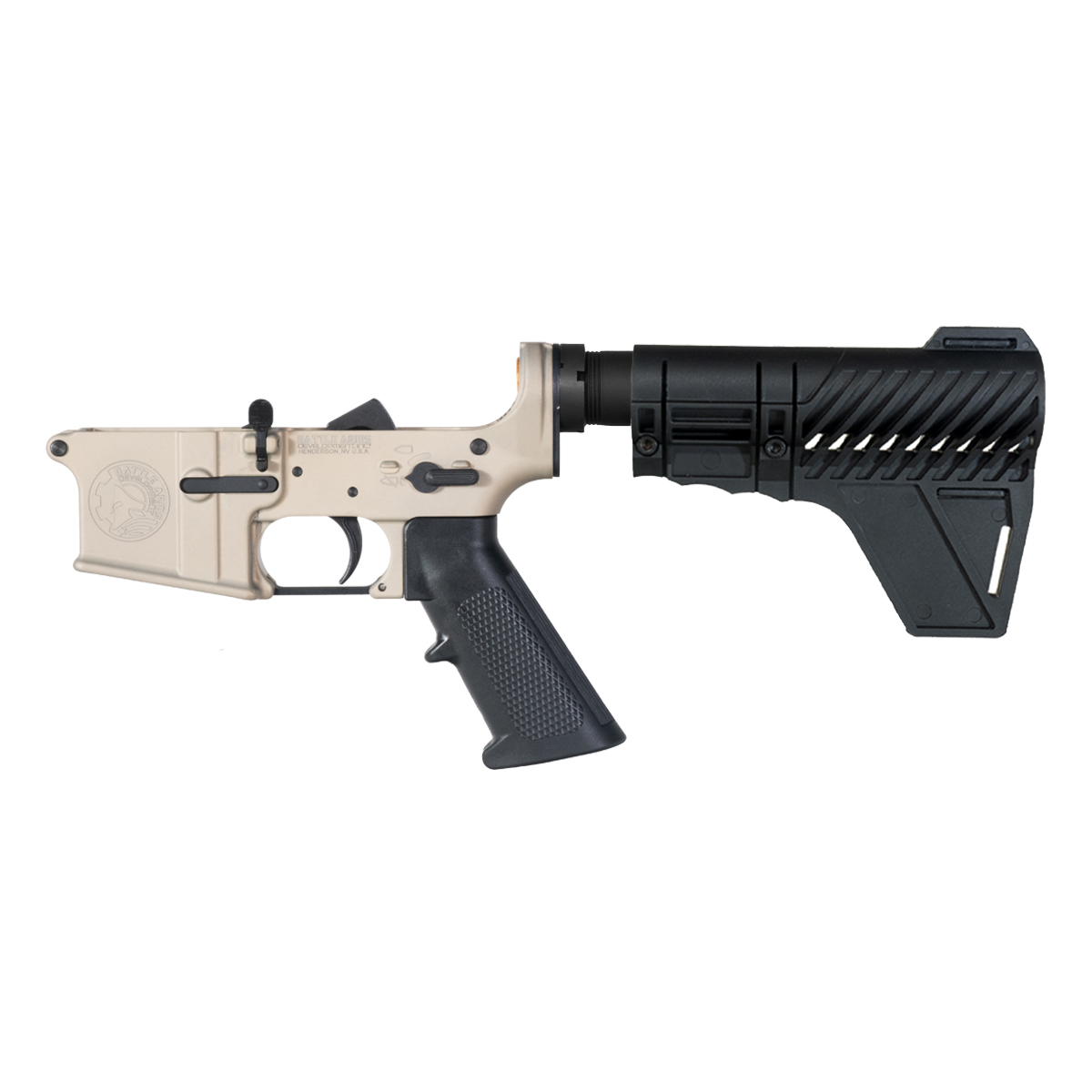  DTT AR-15 Pistol Lower Build Kit, Battle Arms Development Workhorse Blemished FDE Lower Receiver, Gauntlet Arms Brace