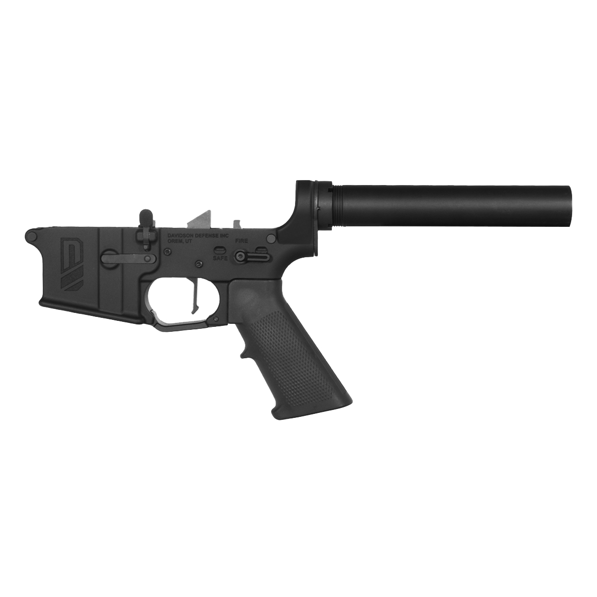 Davidson Defense No-Buffer AR-15 Pistol Lower Build Kit, Rare Breed FRT 15L3 Flat Trigger, Heavy Duty Pistol Buffer Tube