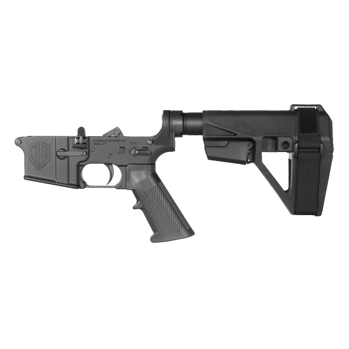  Davidson Defense AR-15 Ambidextrous Bolt Catch Lower Build Kit, SBA5 Pistol Stabilizing Brace