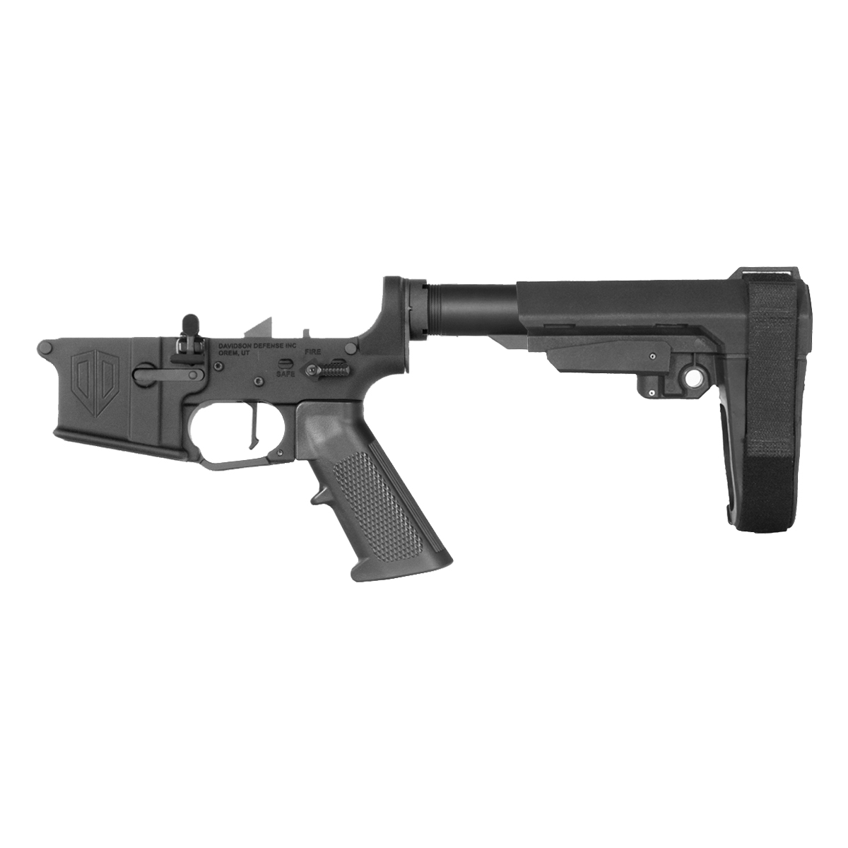  Davidson Defense AR-15 Ambidextrous Bolt Catch Lower Build Kit, Rare Breed FRT-15L3 Flat Trigger, SBA3 Black Adjustable Pistol Stabilizing Brace