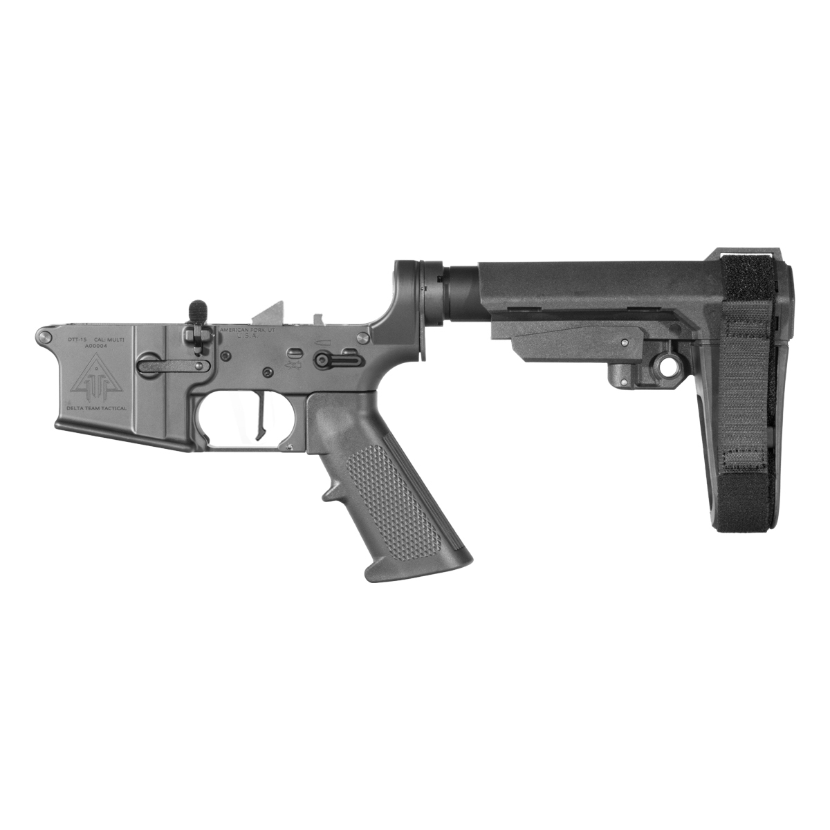  DTT AR-15 Pistol Lower Build Kit, Rare Breed FRT-15L3 Flat Trigger, SBA3 Adjustable Pistol Stabilizing Brace