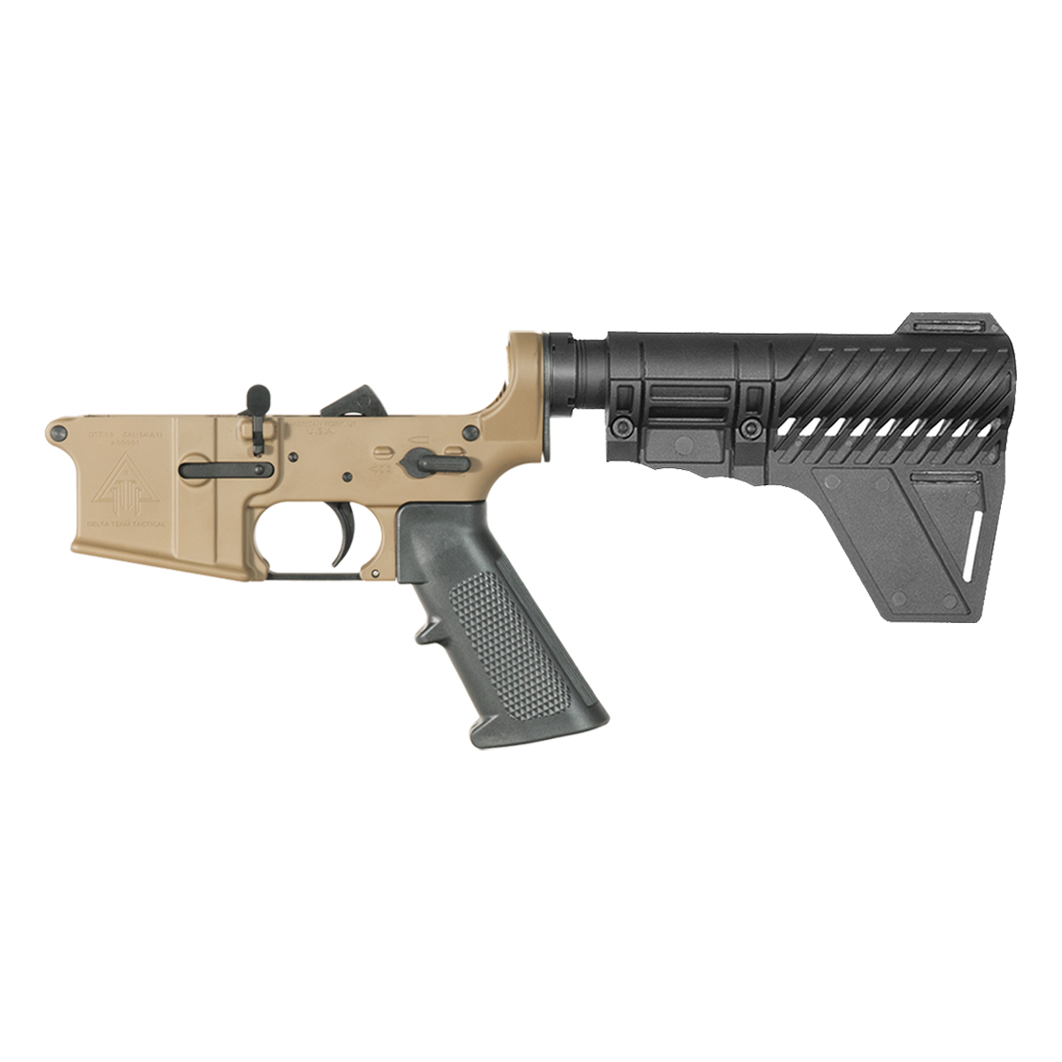 DTT FDE AR-15 Pistol Lower Build Kit, Gauntlet Arms Polymer Stabilizing Brace