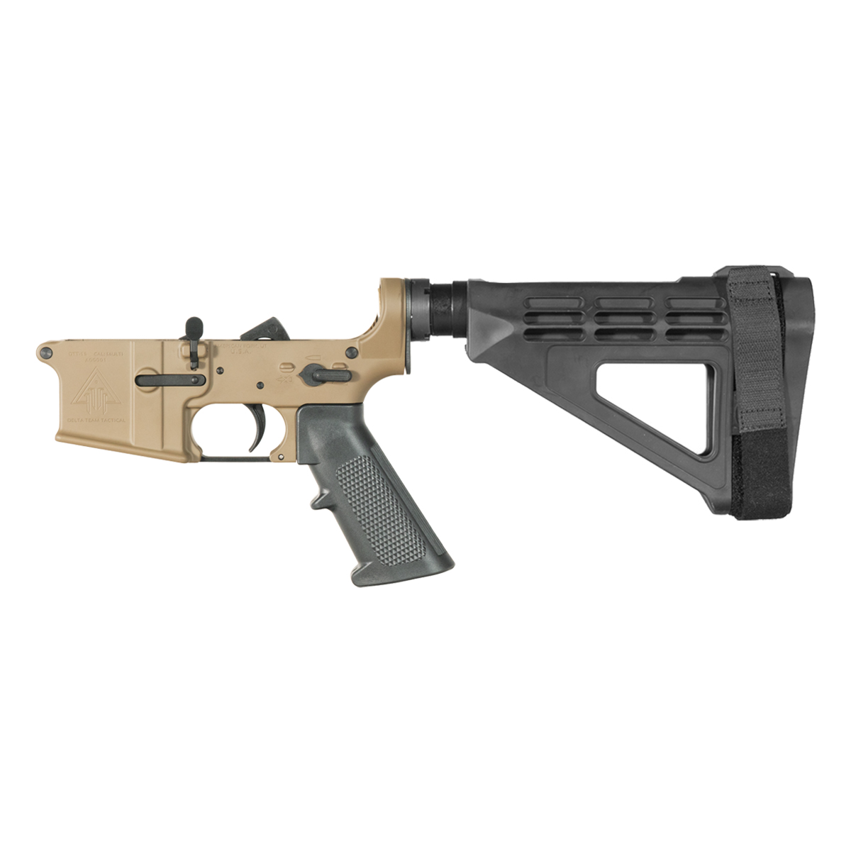 DTT FDE AR-15 Pistol Lower Build Kit, SBM4 Pistol Stabilizing Brace