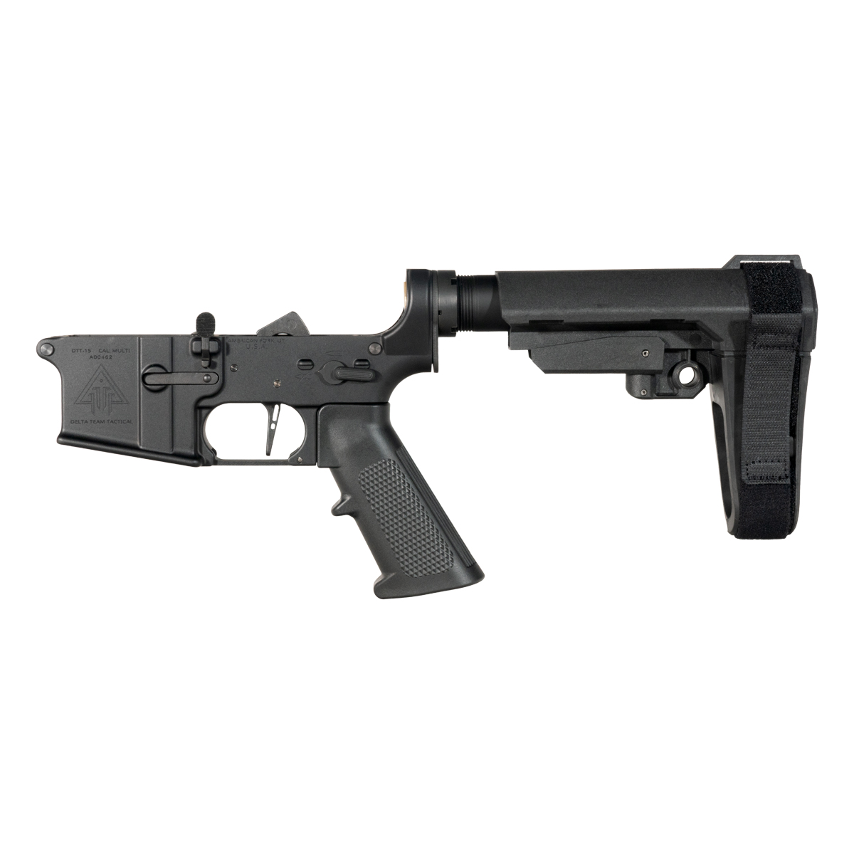 DTT AR-15 Pistol Lower Build Kit, Skeletonized Straight Trigger Shoe, SBA3 Adjustable Pistol Stabilizing Brace