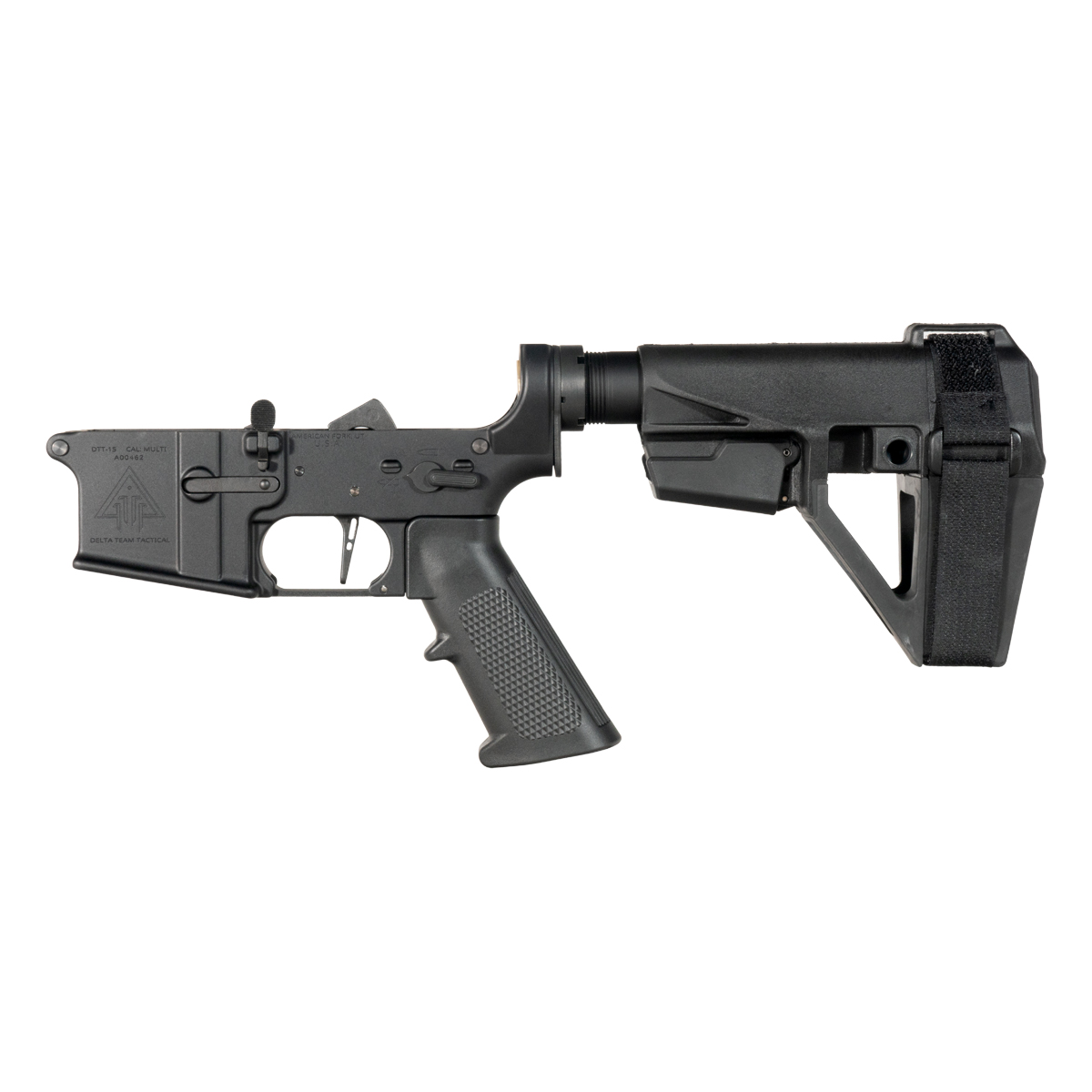 DTT AR-15 Pistol Lower Build Kit, Skeletonized Straight Trigger Shoe, SBA5 Pistol Stabilizing Brace