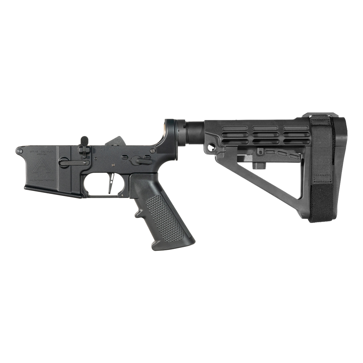 DTT AR-15 Pistol Lower Build Kit, Skeletonized Straight Trigger Shoe, SBA4 Adjustable Pistol Stabilizing Brace