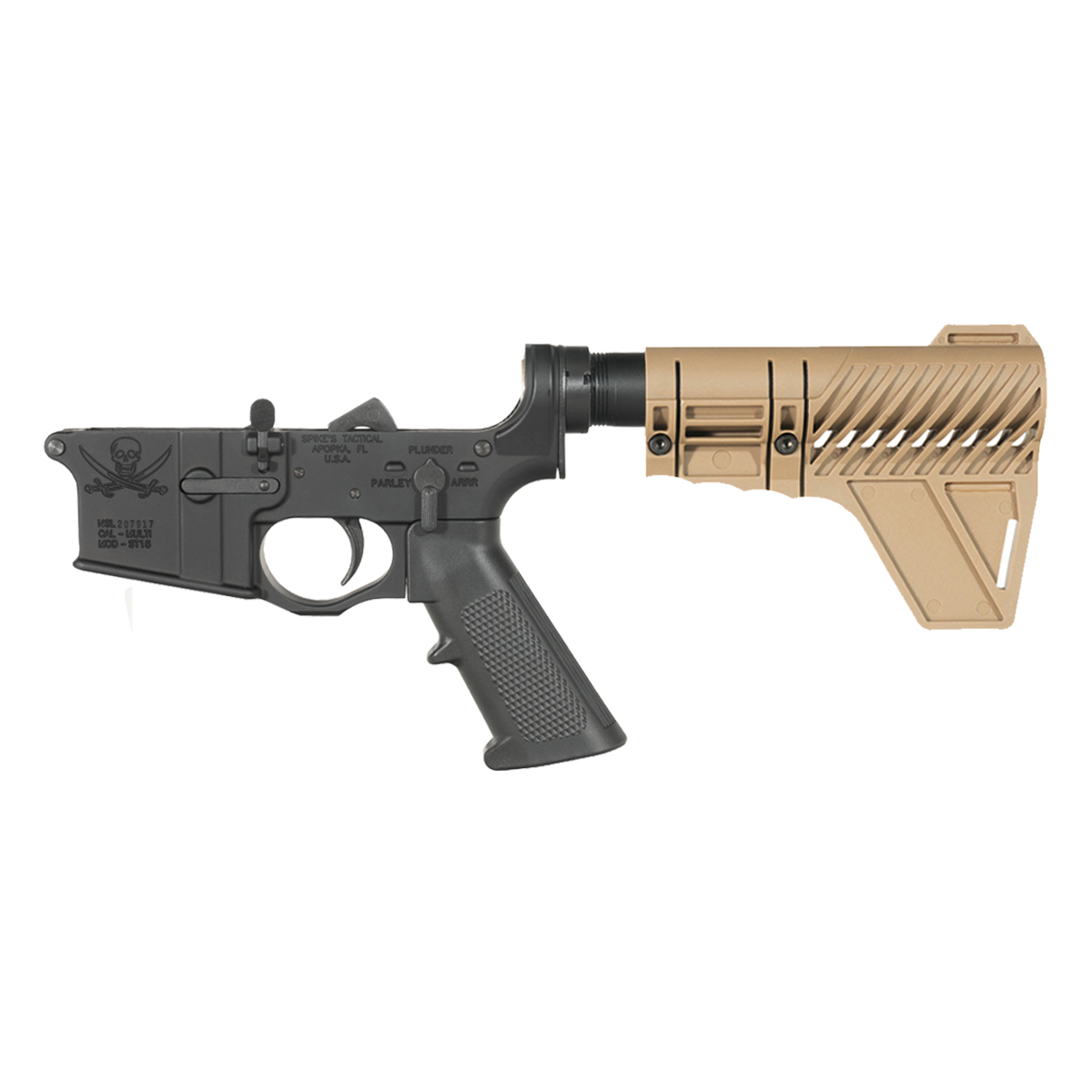 Spike's Tactical Calico Jack Pistol Lower Build Kit, Gauntlet Arms FDE Polymer Stabilizing Brace