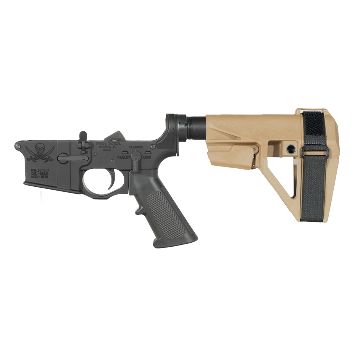 Spike's Tactical Calico Jack Pistol Lower Build Kit, SBA5 FDE Adjustable Stabilizing Brace