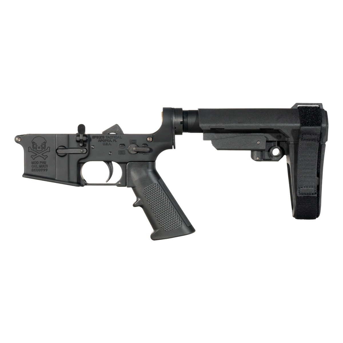 Spike's Tactical PHU Skull Pistol Lower Build Kit, SBA3 Adjustable Stabilizing Brace