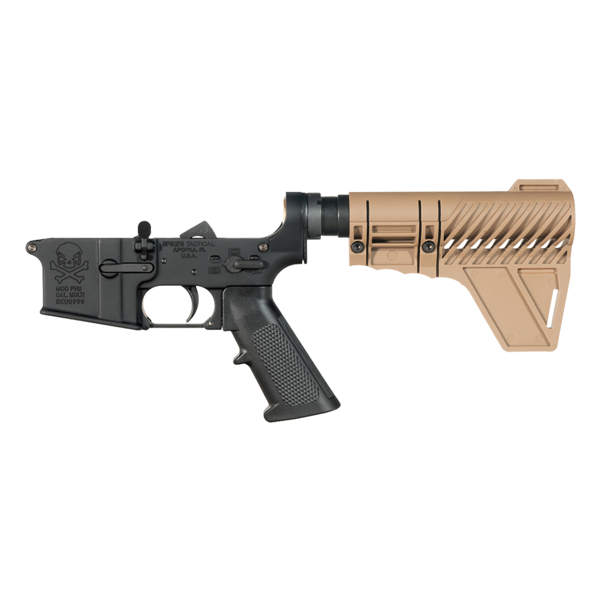 Spike's Tactical PHU Skull Pistol Lower Build Kit, Gauntlet Arms FDE Polymer Stabilizing Brace
