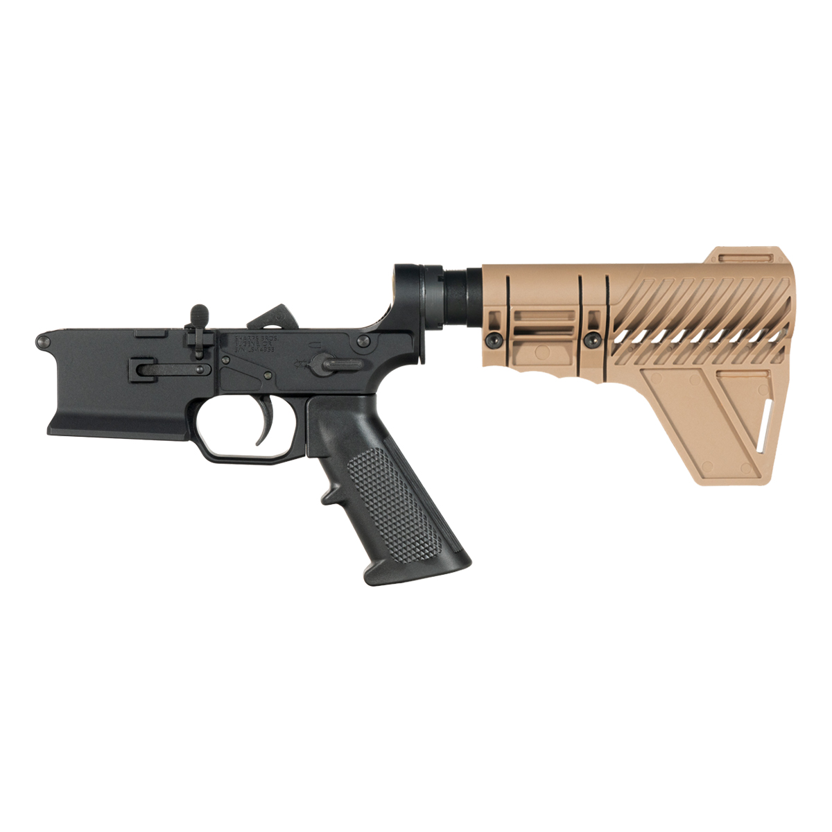 Sharps Bros Ambidextrous Bolt Release AR-15 Pistol Lower Build Kit, Gauntlet Arms FDE Polymer Stabilizing Brace