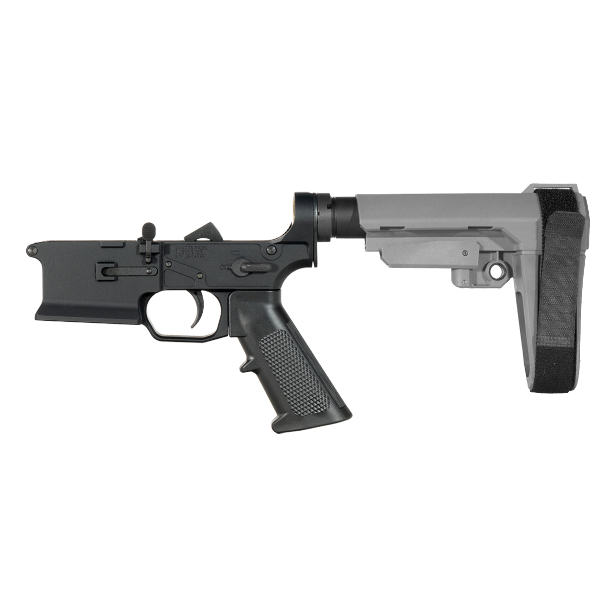Sharps Bros Ambidextrous Bolt Release AR-15 Pistol Lower Build Kit,  SBA3 Stealth Gray Adjustable Stabilizing Brace