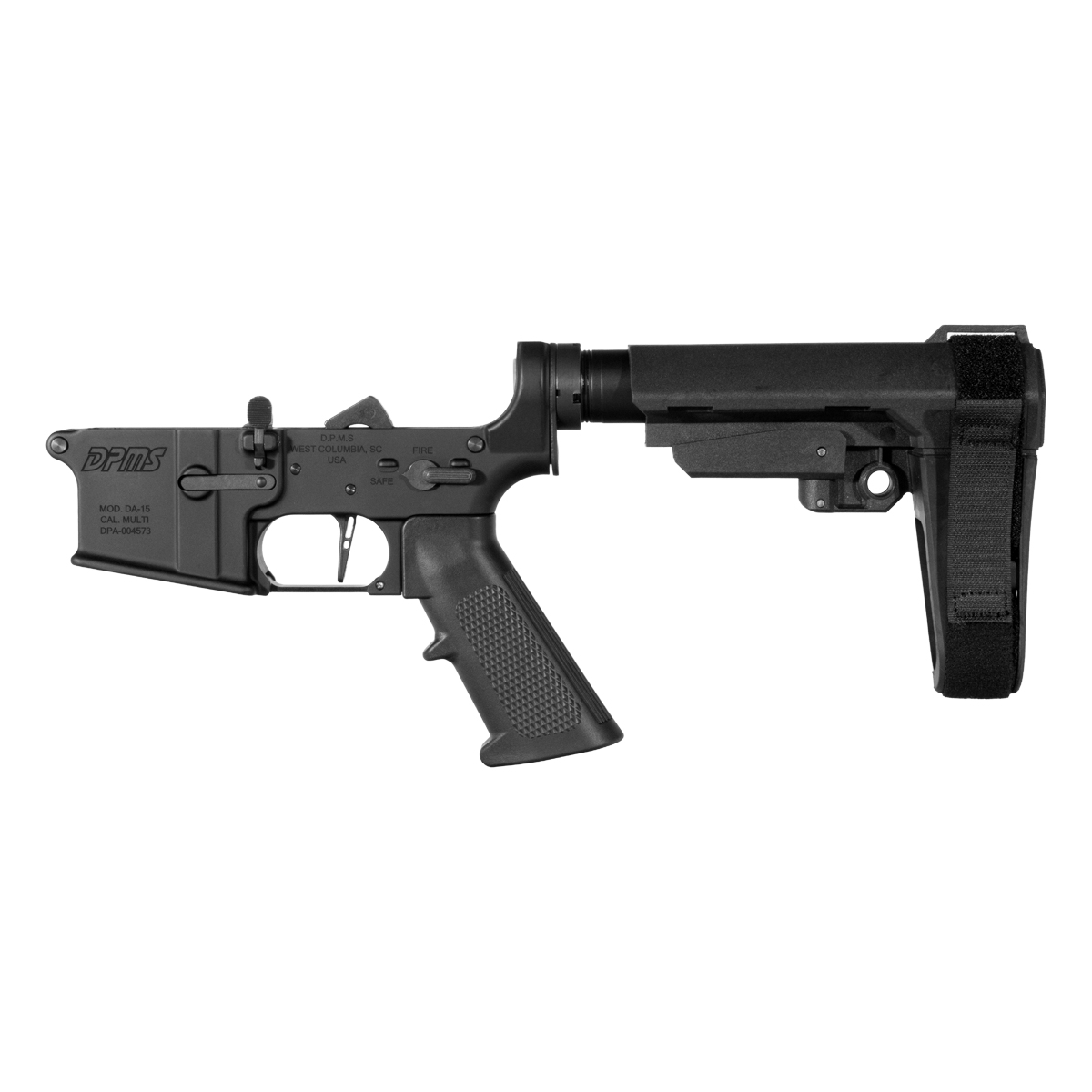 DPMS AR-15 Pistol Lower Build Kit, Straight Trigger Shoe, SBA3 Adjustable Stabilizing Brace