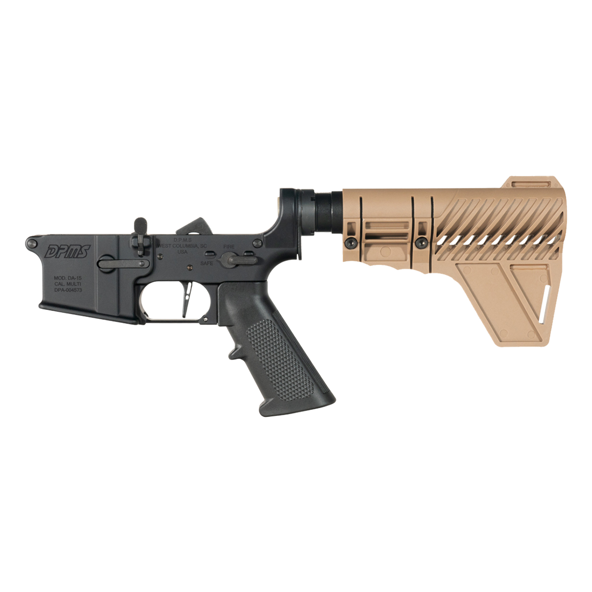 DPMS AR-15 Pistol Lower Build Kit, Straight Trigger Shoe, FDE Gauntlet Arms Polymer Stabilizing Brace
