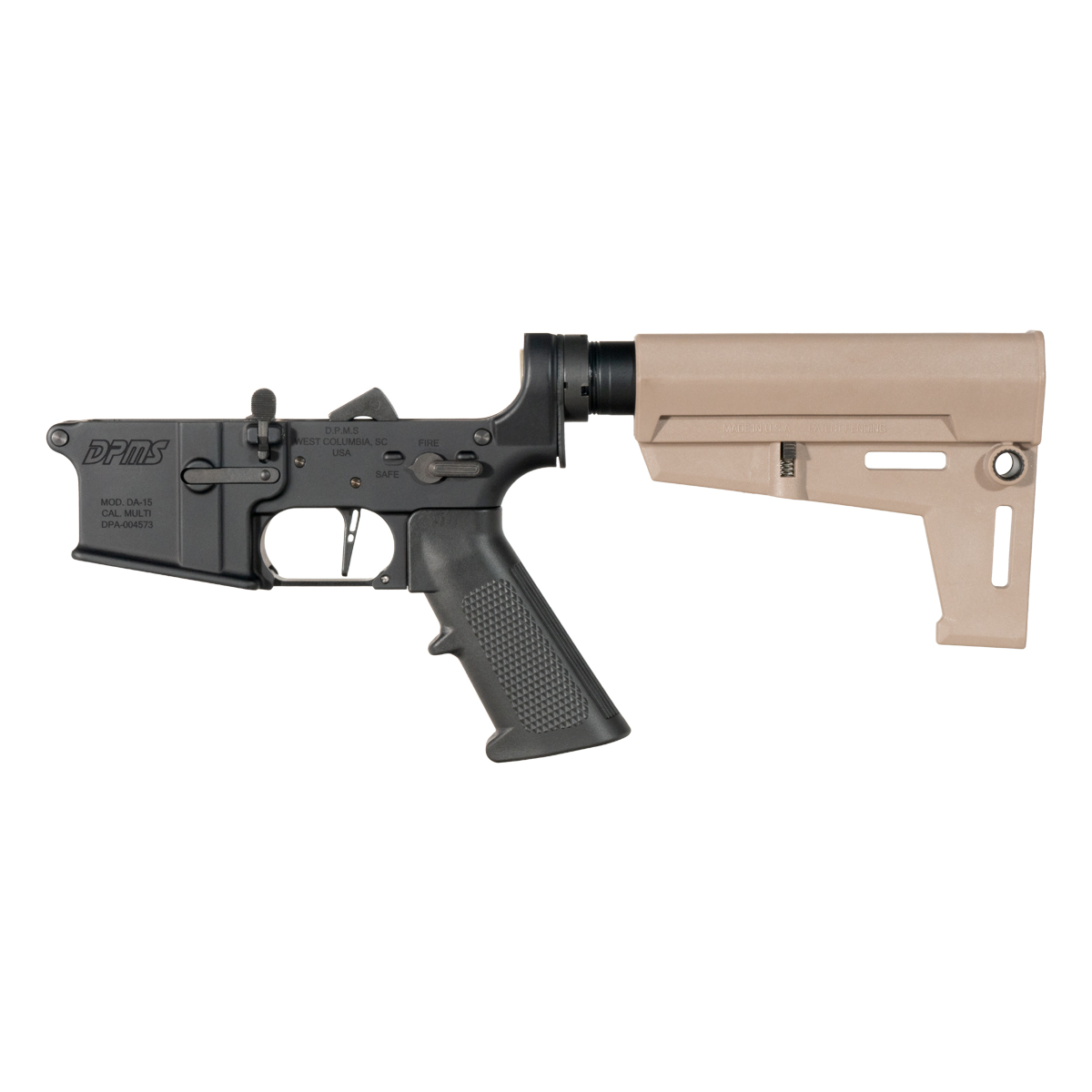 DPMS AR-15 Pistol Lower Build Kit, Straight Trigger Shoe, FDE KAK Shockwave Blade Stealth Brace