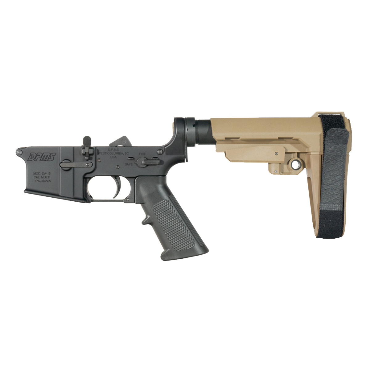 DPMS AR-15 Pistol Lower Build Kit, FDE SBA3 Adjustable Stabilizing Brace
