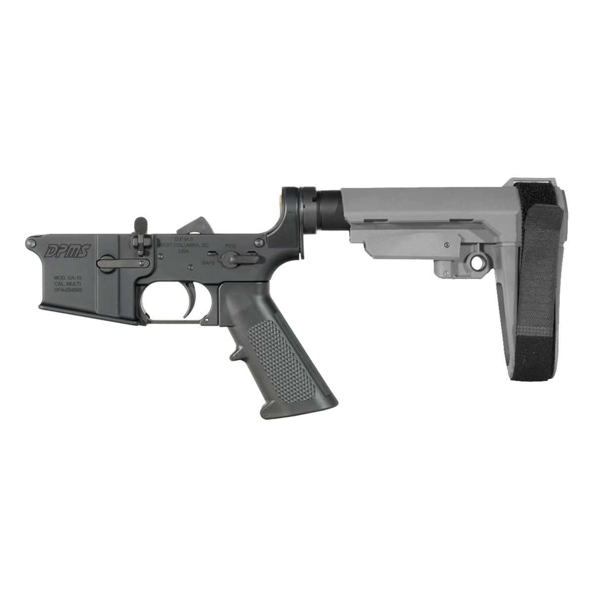 DPMS AR-15 Pistol Lower Build Kit, Stealth Gray SBA3 Adjustable Stabilizing Brace