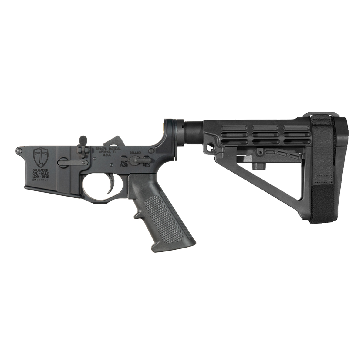 Spike’s Tactical Crusader AR-15 Lower Build Kit, SBA4 Adjustable Stabilizing Brace