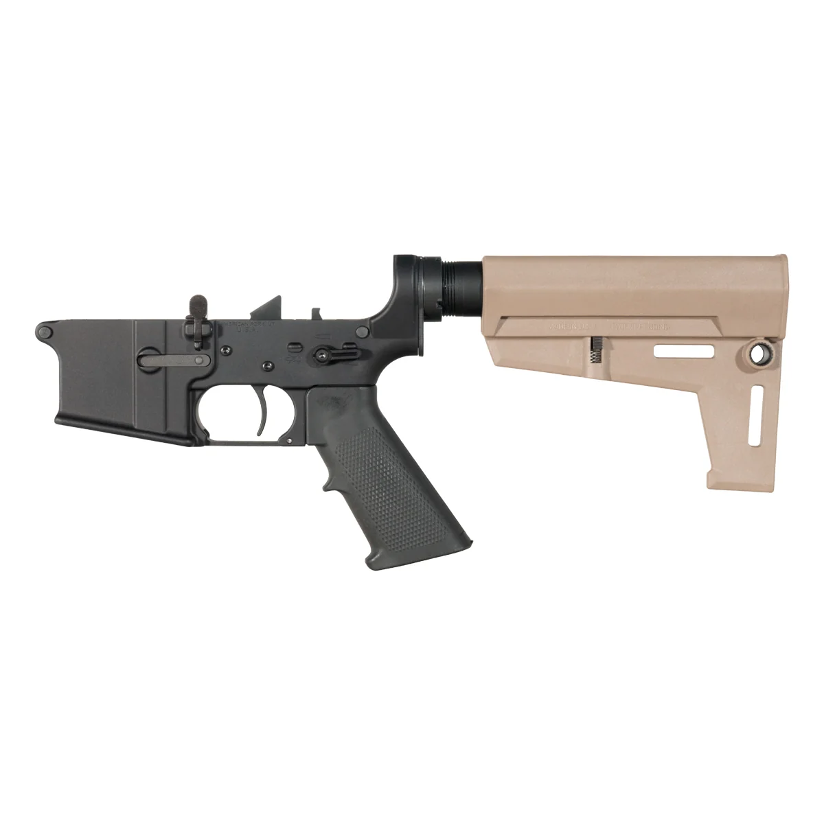 NO-LOGO AR-15 Pistol Lower Build Kit, Rare Breed FRT-15L3, FDE KAK Shockwave Blade Stealth Brace