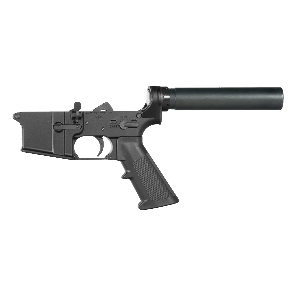 Alias No-Logo AR-15 Lower Build Kit, Pistol Buffer Tube