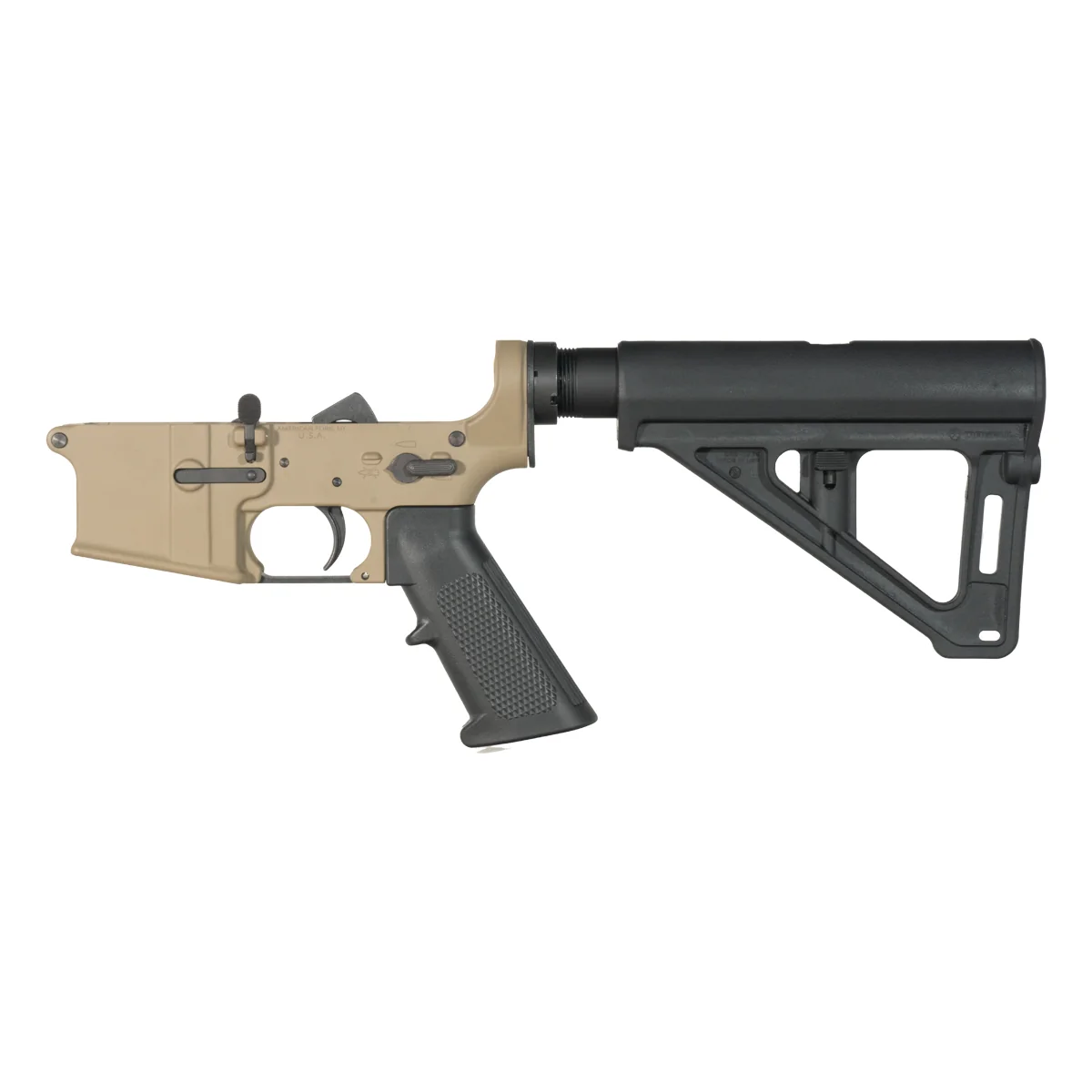 FDE Covert NO-LOGO DELTA-M4 AR-15 Pistol Lower Build Kit, Magpul BTR Brace