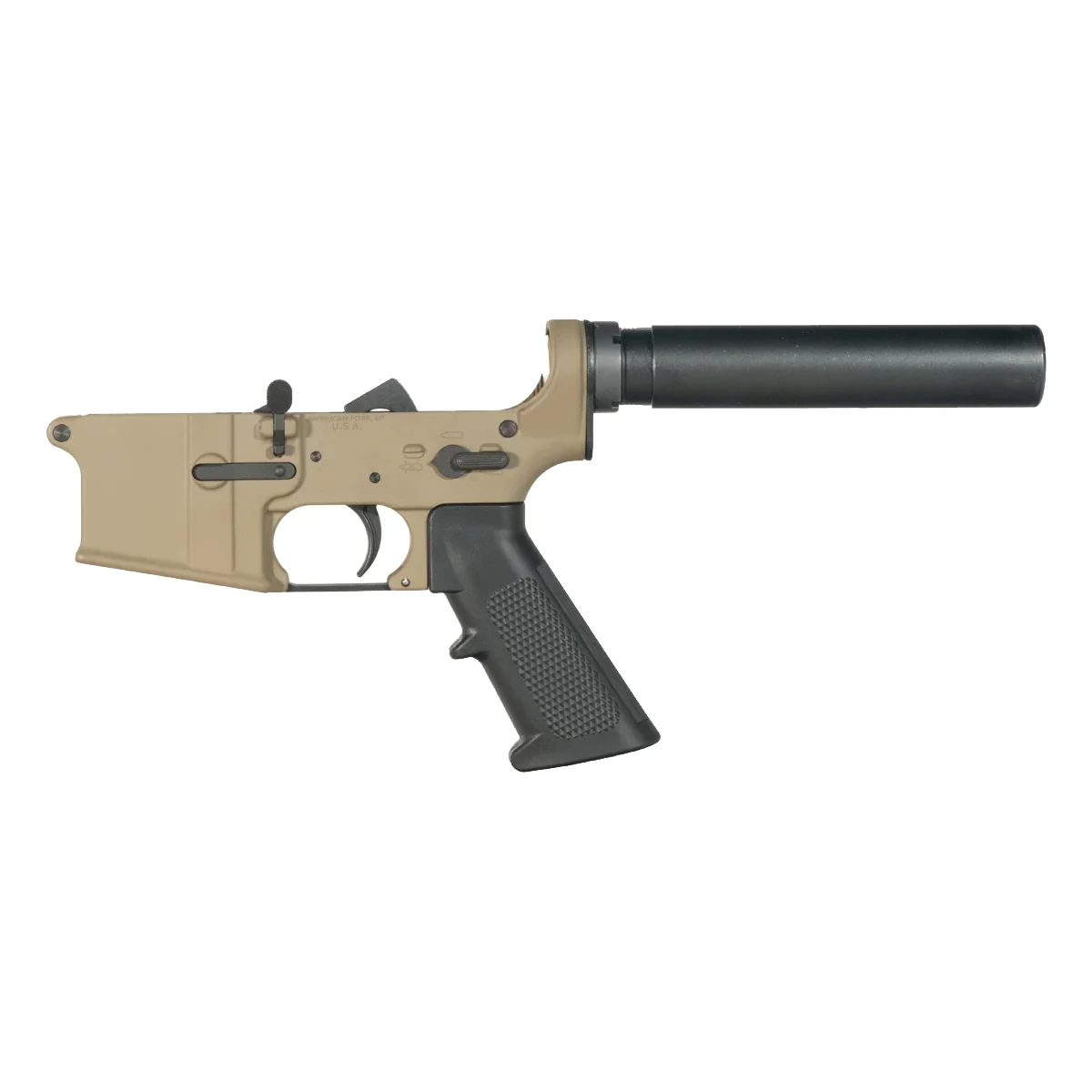 FDE Covert NO-LOGO DELTA-M4 AR-15 Pistol Lower Build Kit, Pistol Buffer ...