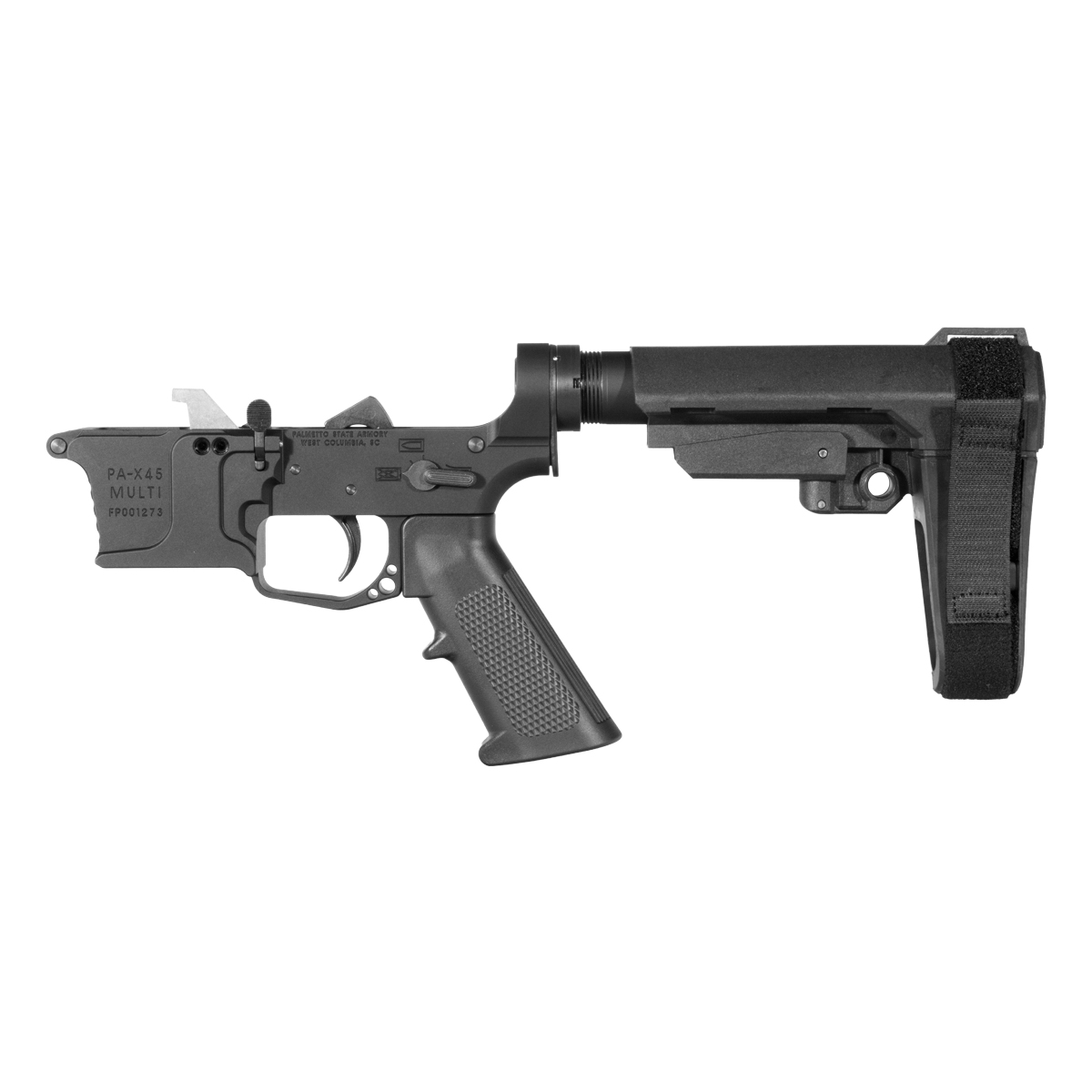 Blemished PSA AR-45 Billet Pistol Lower Build Kit, SBA3 Adjustable Pistol Stabilizing Brace