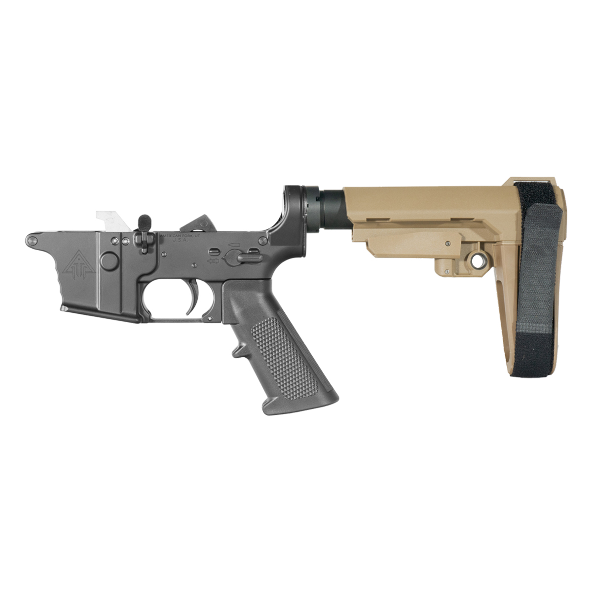 DTT AR-9 Pistol Lower Build Kit, SBA3 FDE Adjustable Stabilizing Brace