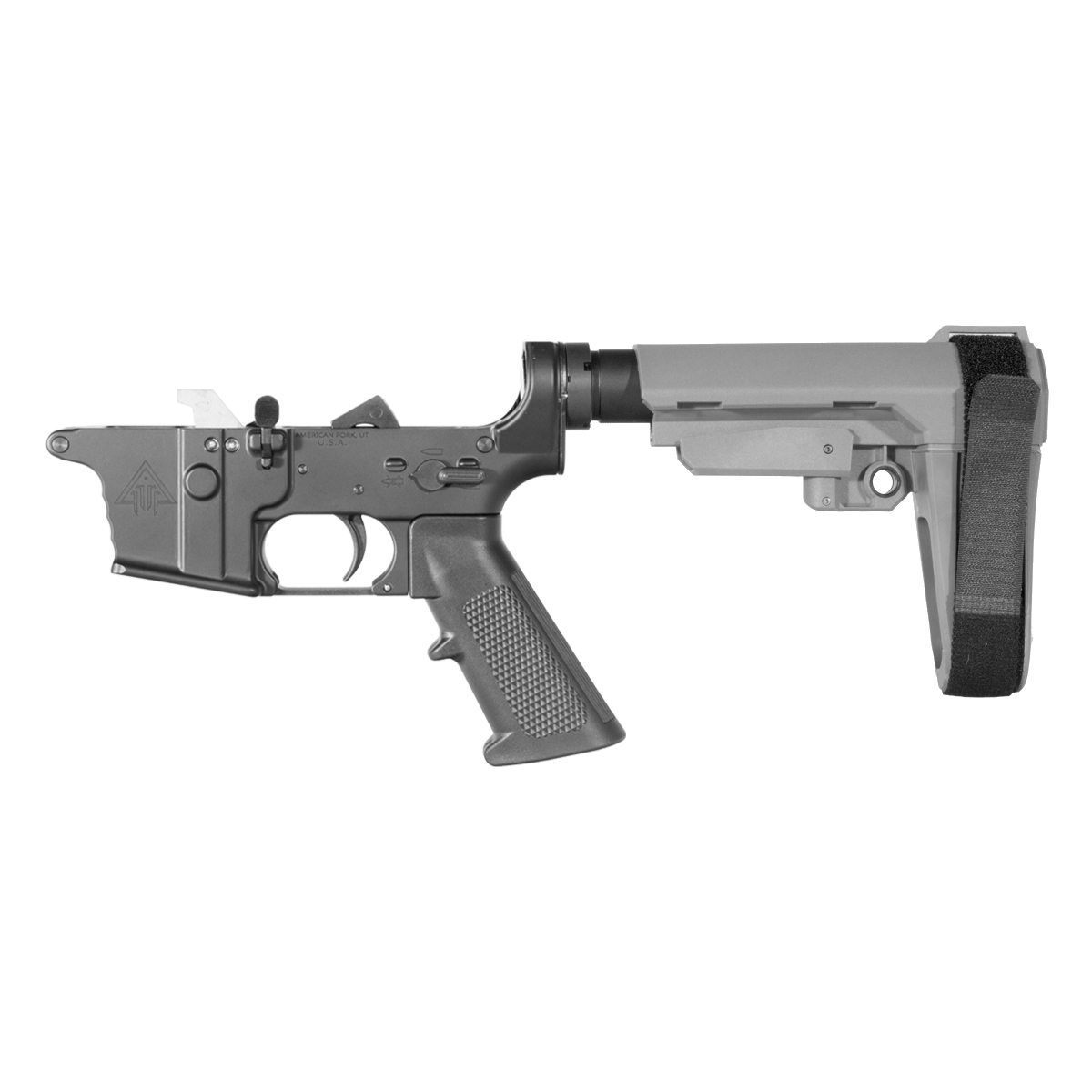 DTT AR-9 Pistol Lower Build Kit, SBA3 Stealth Gray Adjustable Stabilizing Brace