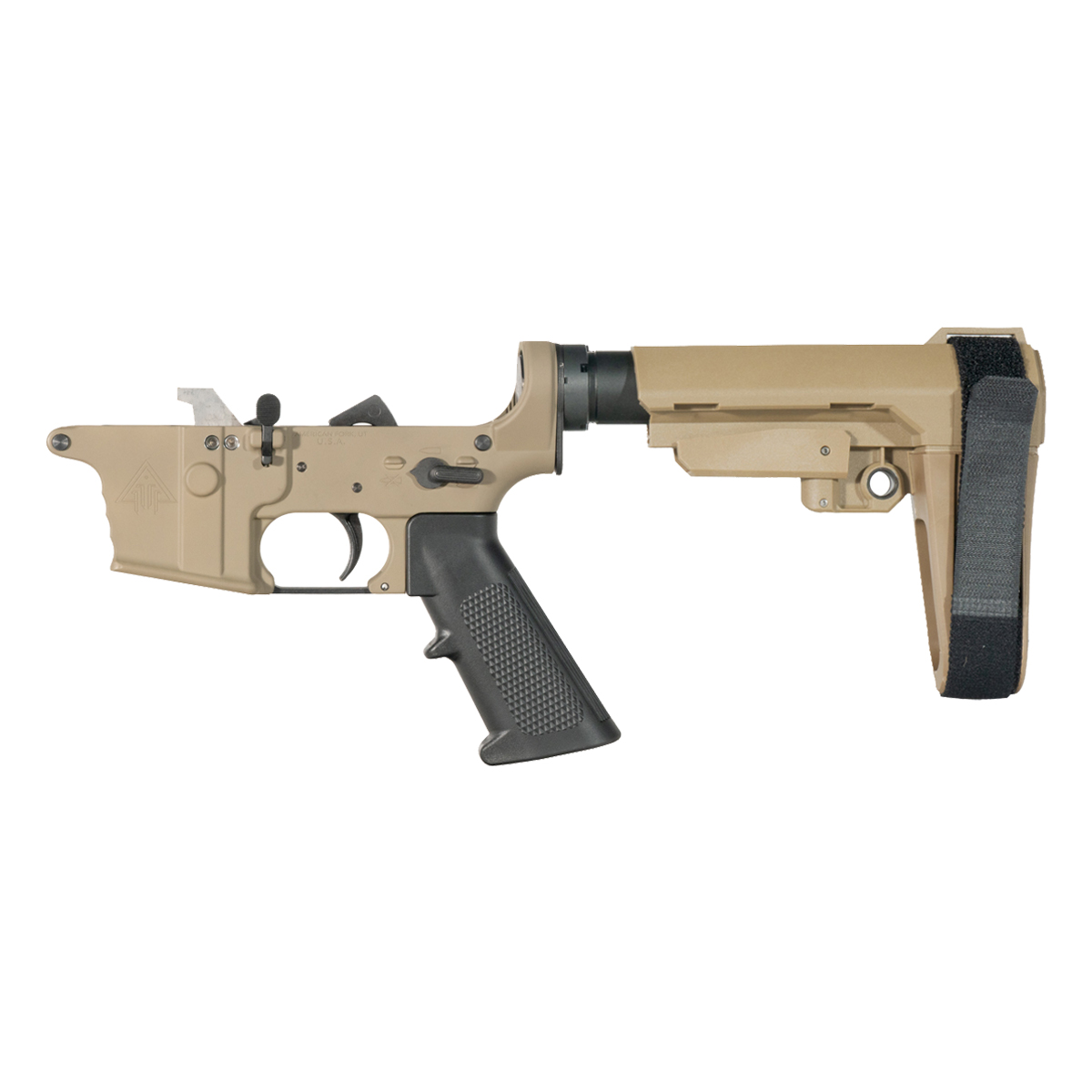DTT FDE AR-9 Pistol Lower Build Kit, SBA3 FDE Adjustable Pistol Stabilizing Brace