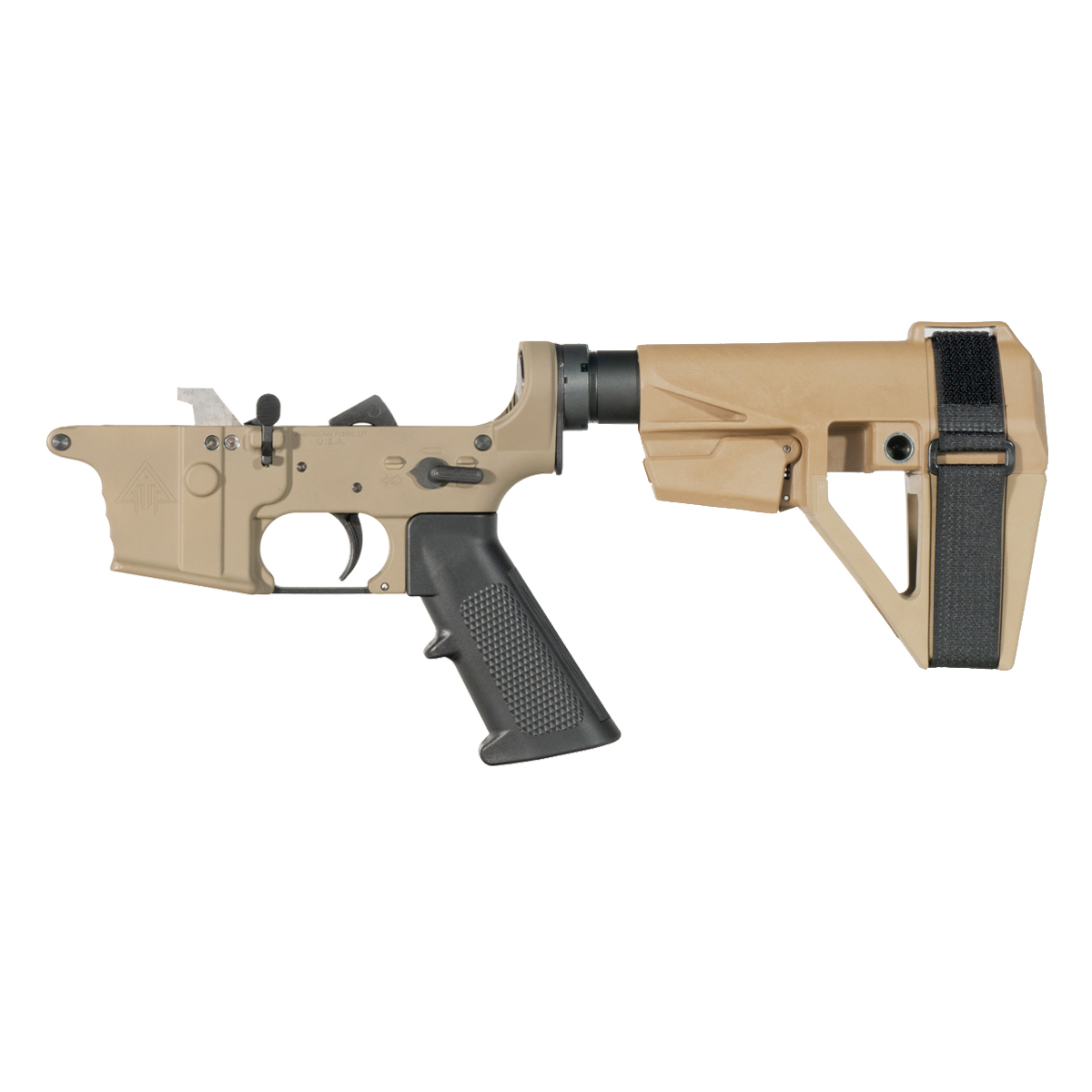 DTT FDE AR-9 Pistol Lower Build Kit, SBA5 FDE Adjustable Pistol Stabilizing Brace