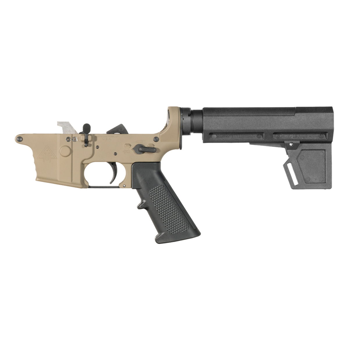 DTT FDE AR-9 Pistol Lower Build Kit, KAK Shockwave 2M Blade Adjustable Brace
