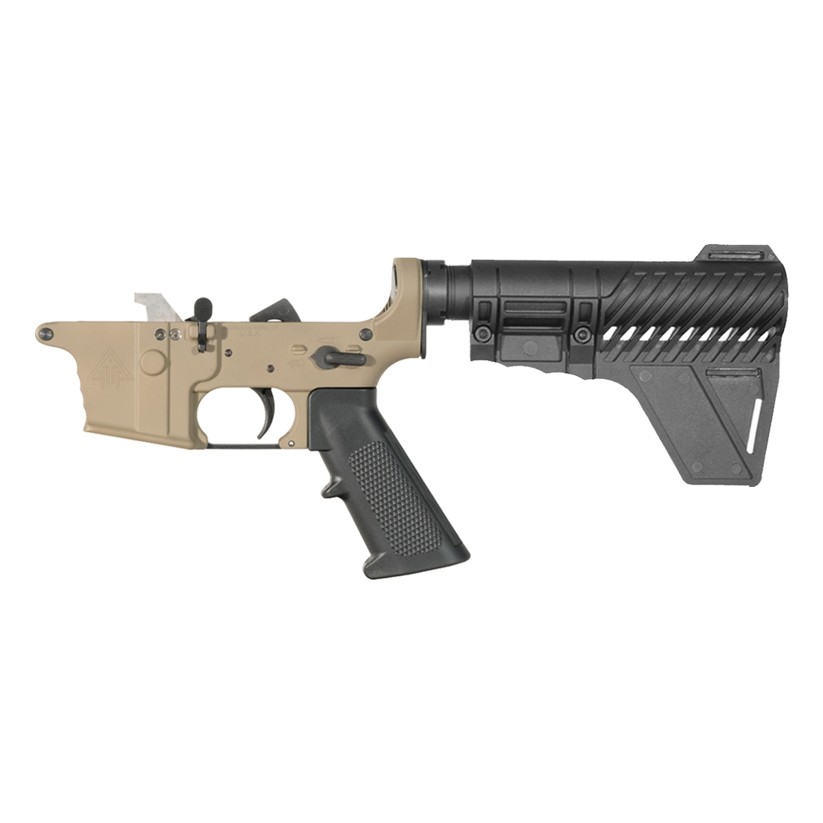 DTT FDE AR-9 Pistol Lower Build Kit, Gauntlet Arms Polymer Stabilizing Brace