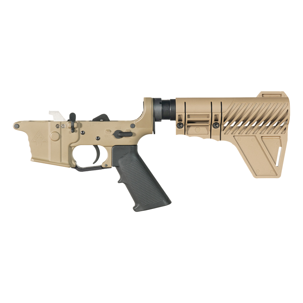 DTT FDE AR-9 Pistol Lower Build Kit, Premium Uintah 3.0 lb Drop-In Ultra Match Trigger, Gauntlet Arms FDE Polymer Stabilizing Brace