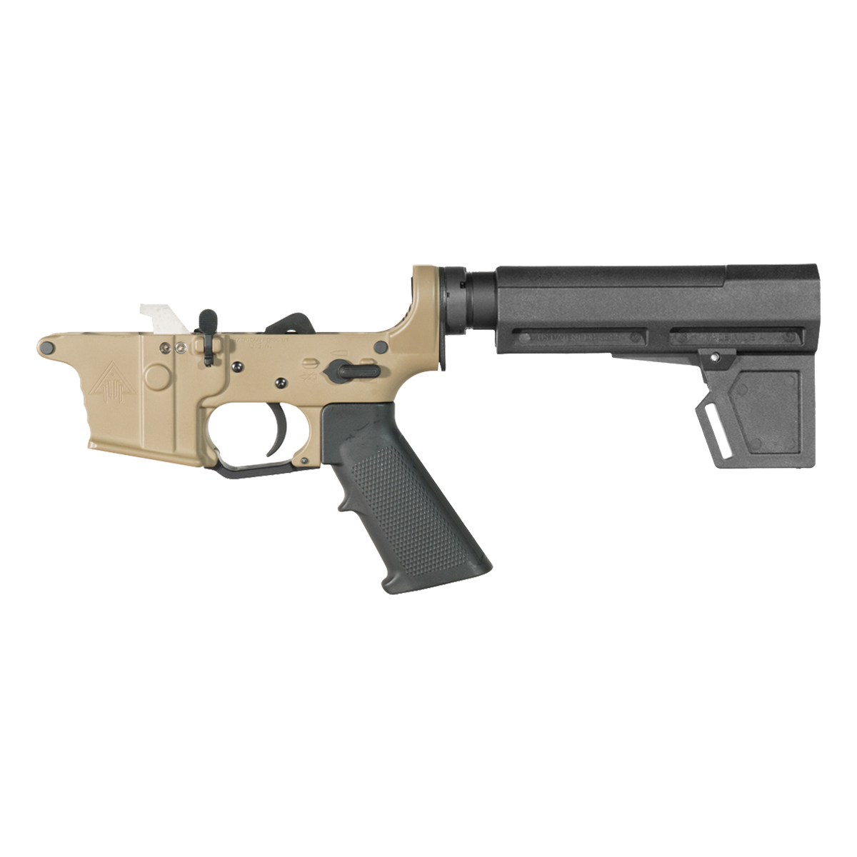 DTT FDE AR-9 Pistol Lower Build Kit, Premium Uintah 3.0 lb Drop-In Ultra Match Trigger, KAK Shockwave 2M Blade Brace