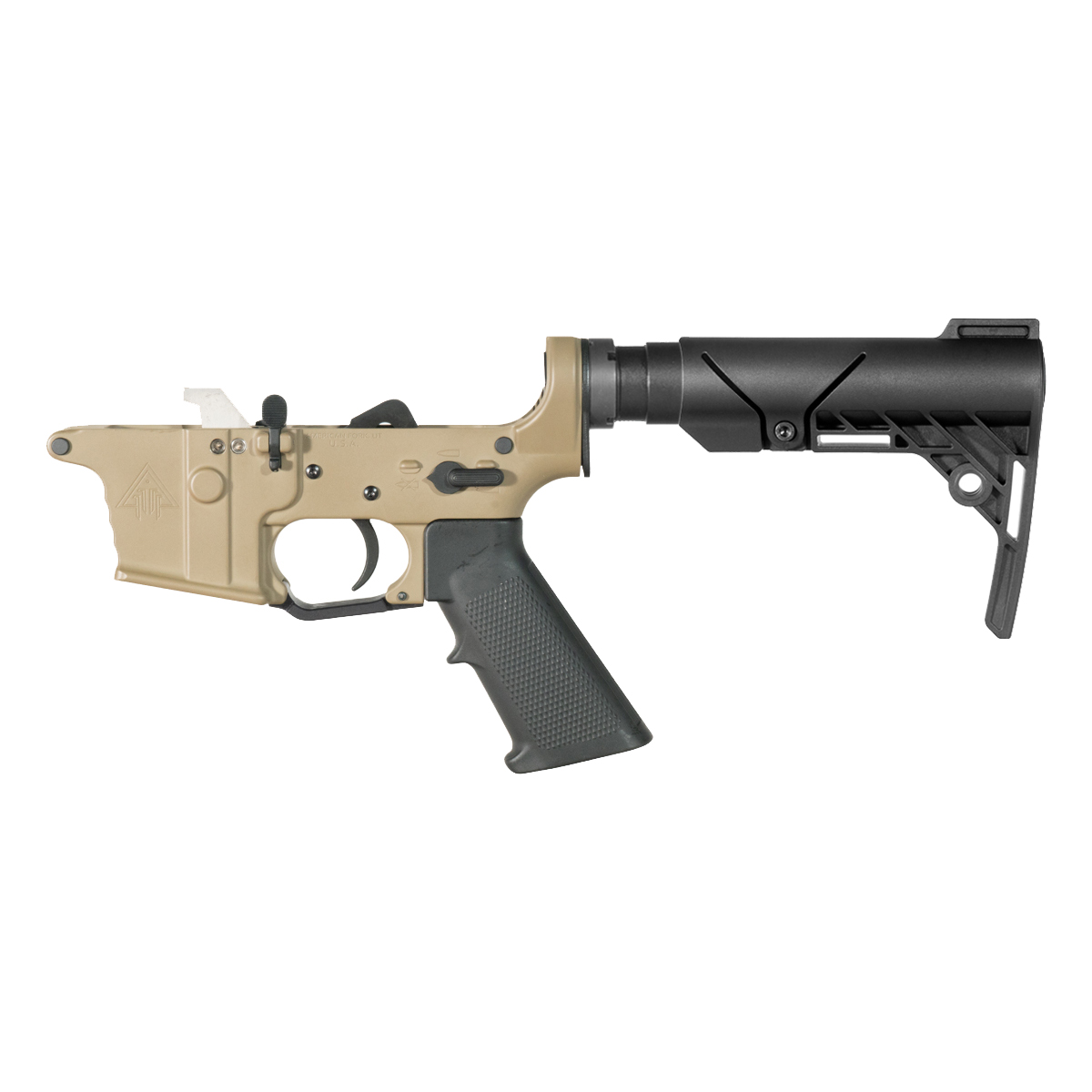 DTT FDE AR-9 Pistol Lower Build Kit, Premium Uintah 3.0 lb Drop-In Ultra Match Trigger, Polymer AR Brace