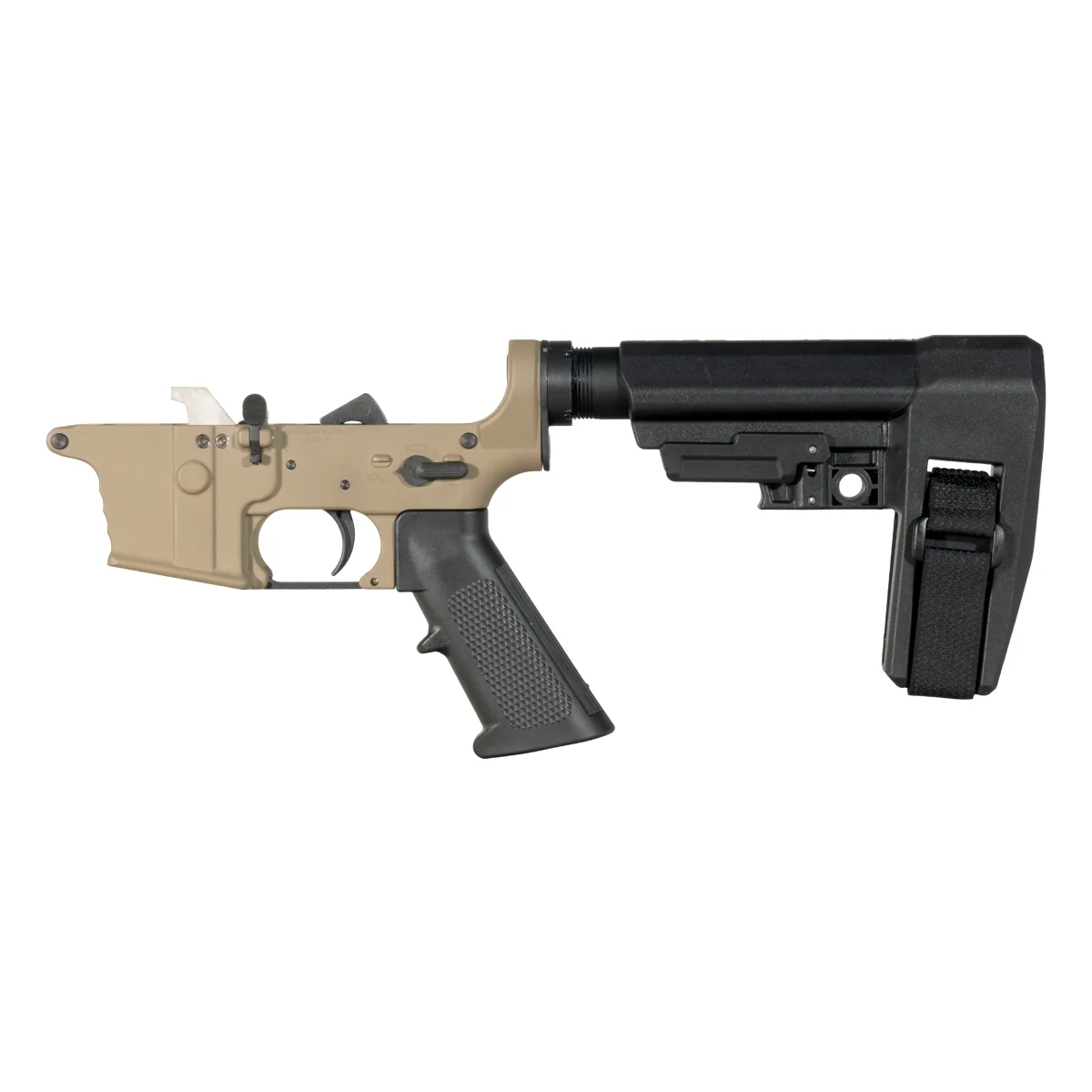 FDE NO-LOGO DELTA-9 AR-9 Pistol Lower Build Kit, SBA6 Adjustable Pistol Stabilizing Brace