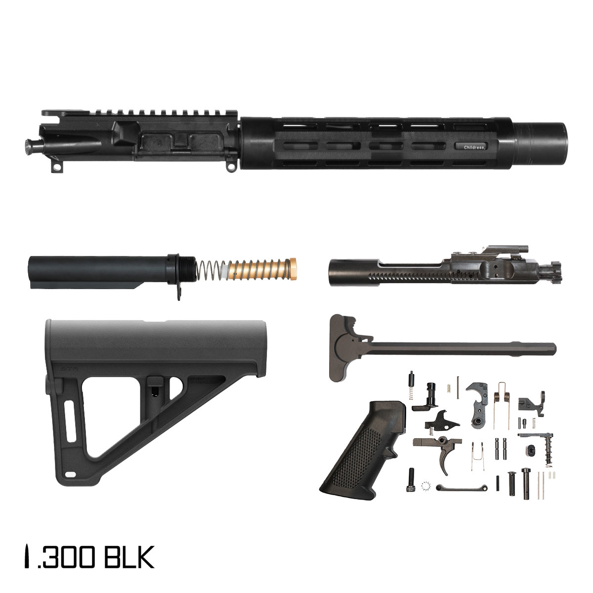 Davidson Defense Labrys w/BTR Brace 8.5-inch Pistol-Gas 1:8 300 BLK AR-15 Freefloat Tubular M-Lok Handguard Pistol Full Build Kit, Witt Machine .30 cal Compact Suppressor