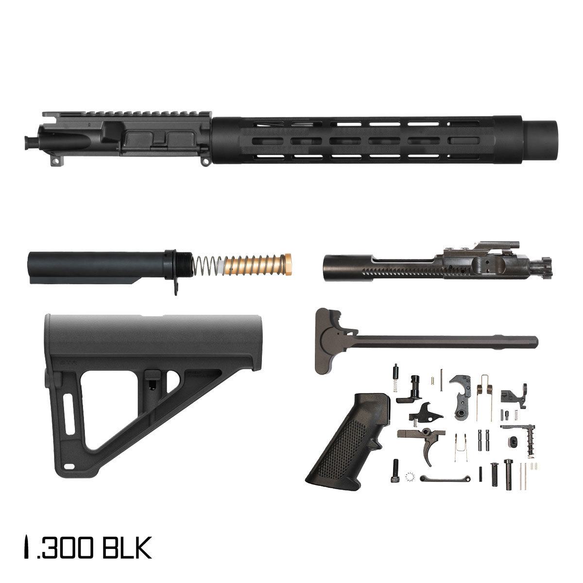Davidson Defense Acheron w/BTR Brace 10.5-inch Pistol-Gas 1:8 300 BLK AR-15 Freefloat Tubular M-Lok Handguard Pistol Full Build Kit, Witt Machine .30 cal Compact Suppressor