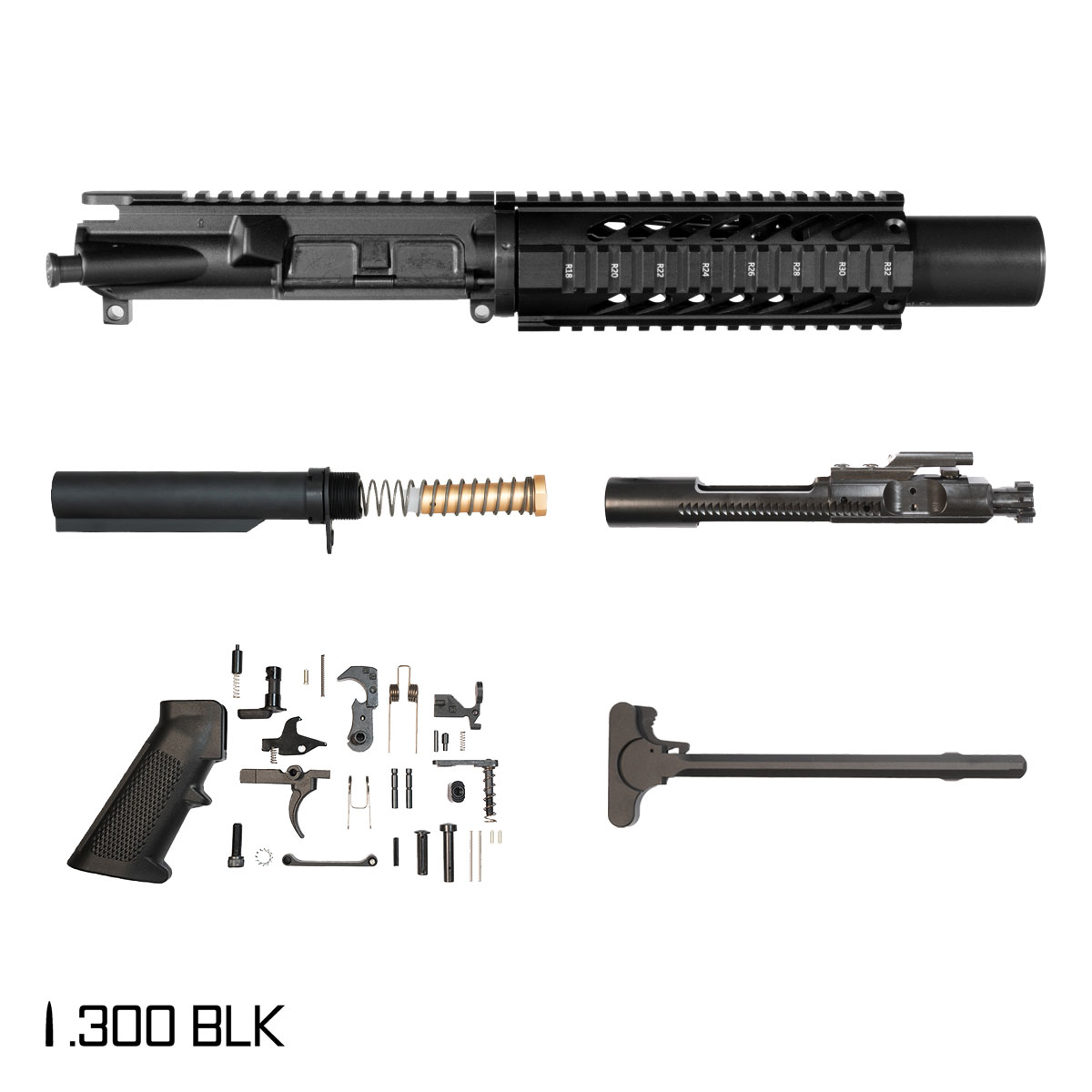 Davidson Defense Orpheus SBR Ready 6-inch Pistol-Gas 1:7 300 BLK AR-15 Freefloat Quad-Rail Handguard Pistol Full Build Kit, Witt Machine .30 cal Compact Suppressor