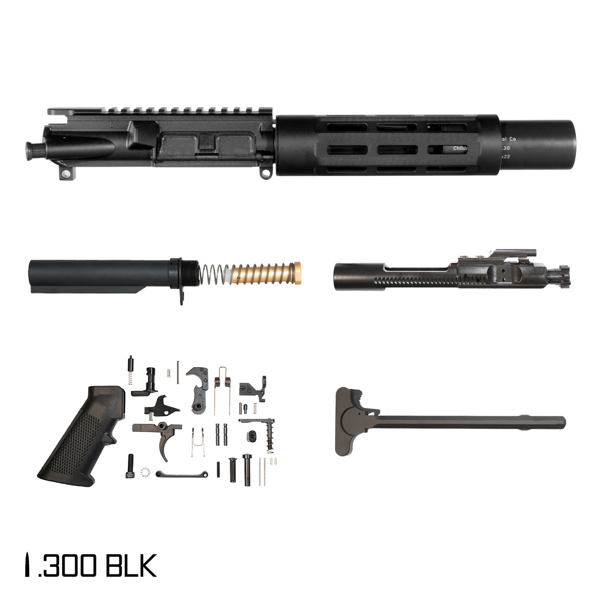 Davidson Defense Tyndareus SBR Ready 6-inch Pistol-Gas 1:7 300 BLK AR-15 Freefloat Tubular M-Lok Handguard Pistol Full Build Kit, Witt Machine .30 cal Compact Suppressor