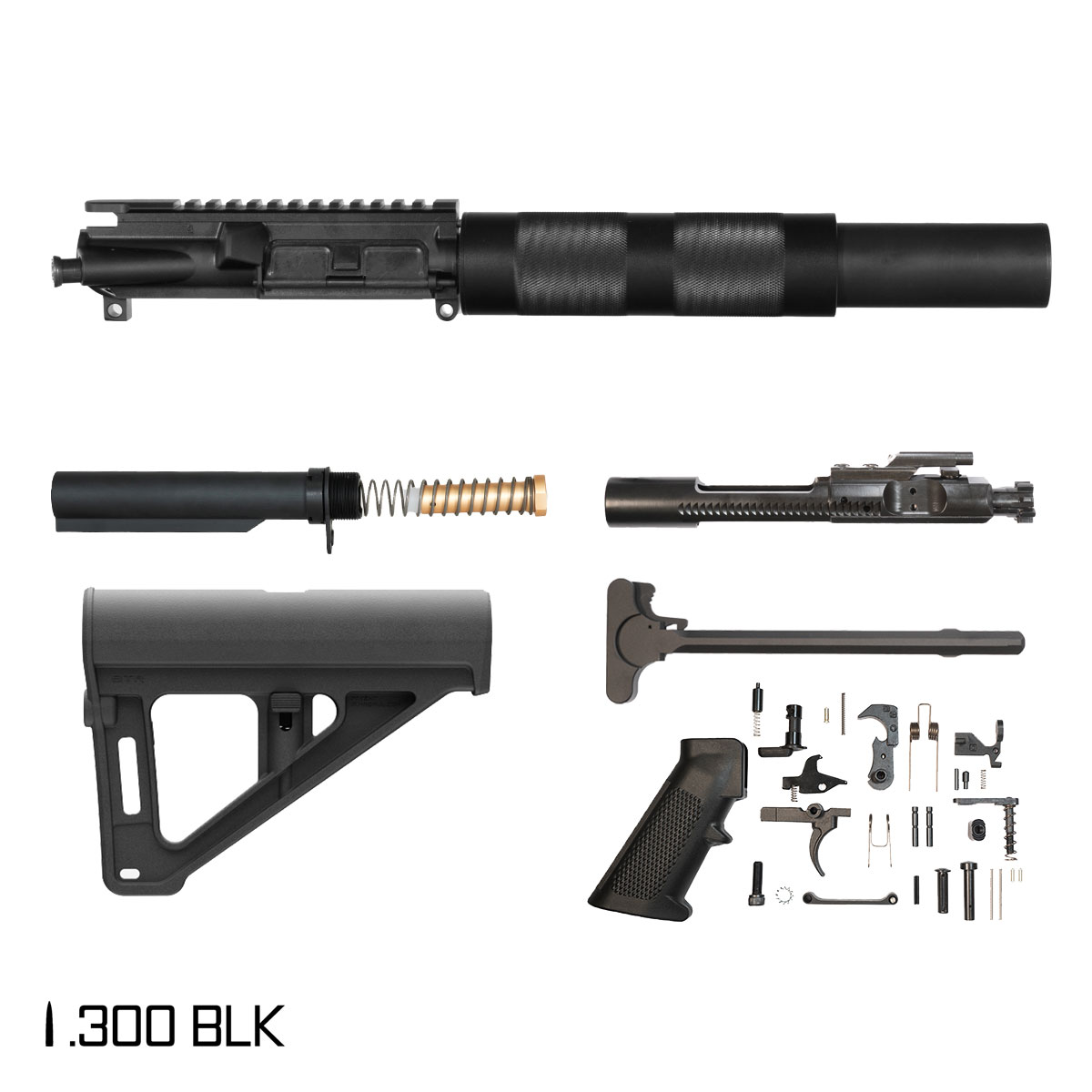 Davidson Defense Tholos w/BTR Brace 7.5-inch Pistol-Gas 1:8 300 BLK AR-15 Freefloat Tubular Handguard Pistol Full Build Kit, Witt Machine .30 cal Suppressor