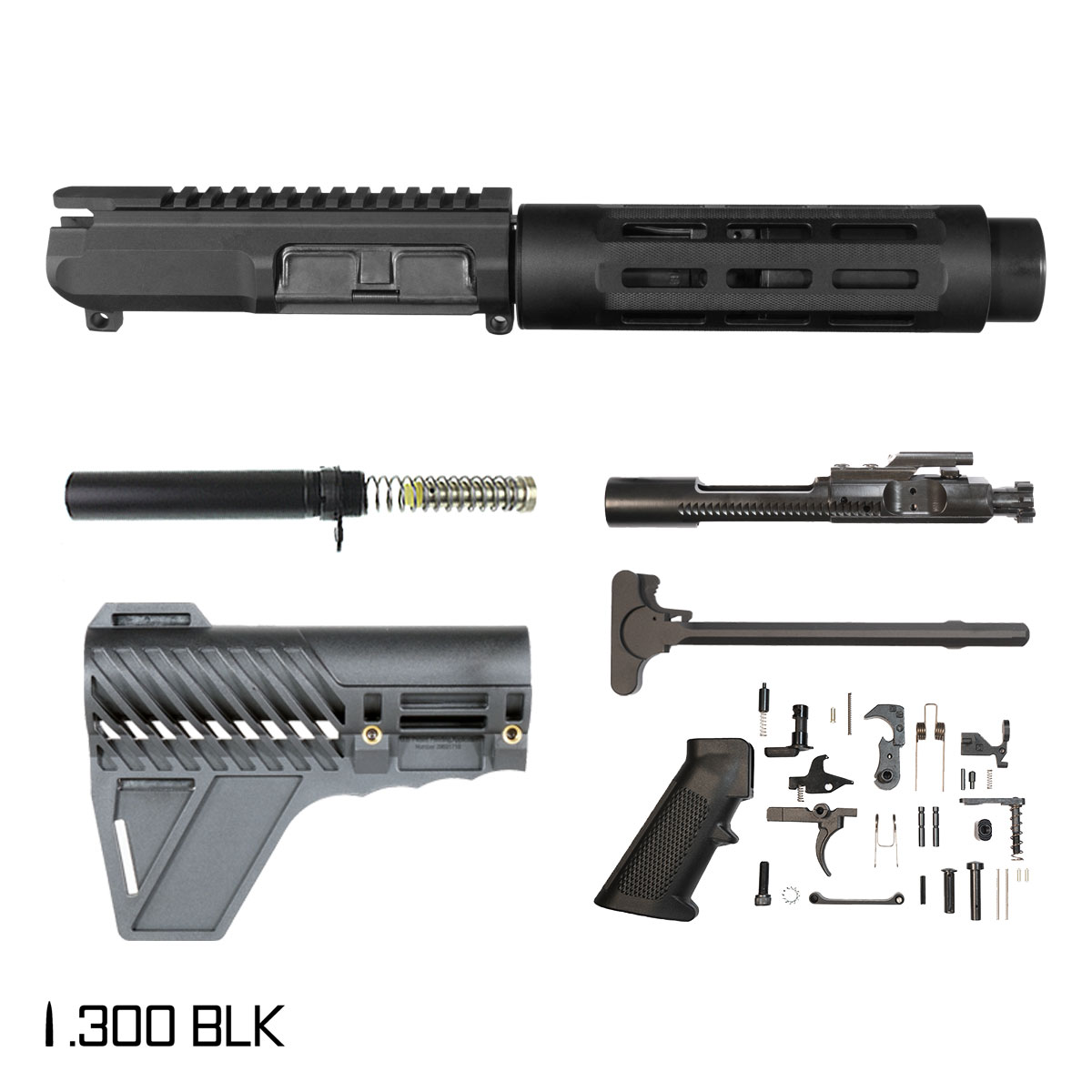 Davidson Defense Dwarf King AR-15 Pistol Build Kit, 4.5-Inch 1:7 300 BLK, Gauntlet Brace, Dirty .30 Can