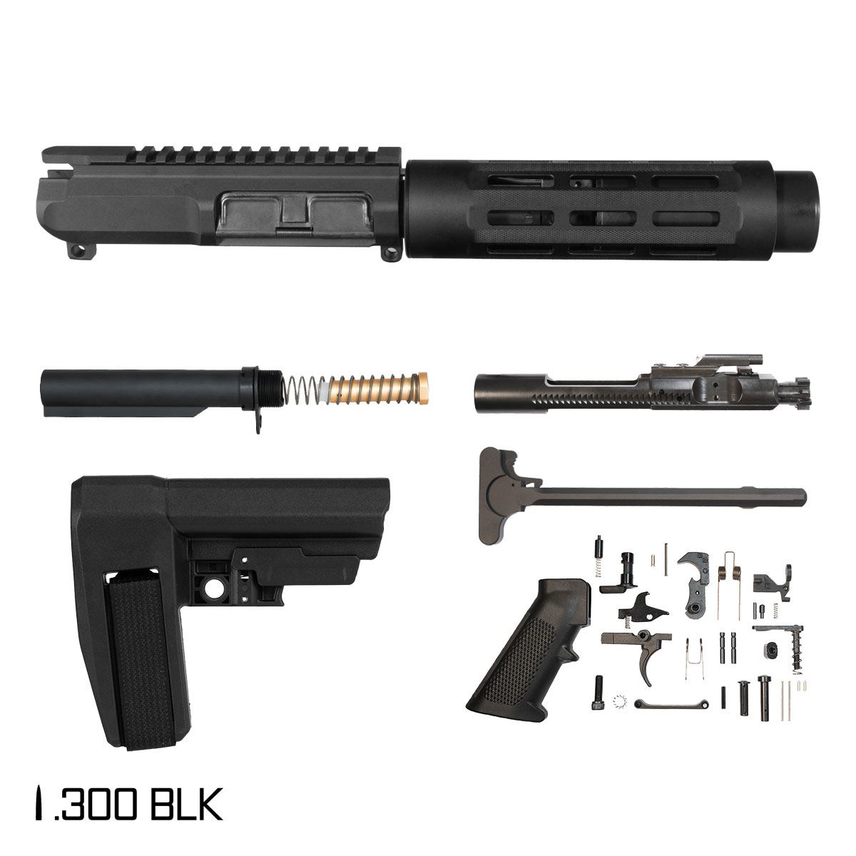 Davidson Defense Dwarf King AR-15 Pistol Build Kit, 4.5-Inch 1:7 300 BLK, SBA6 Brace, Dirty .30