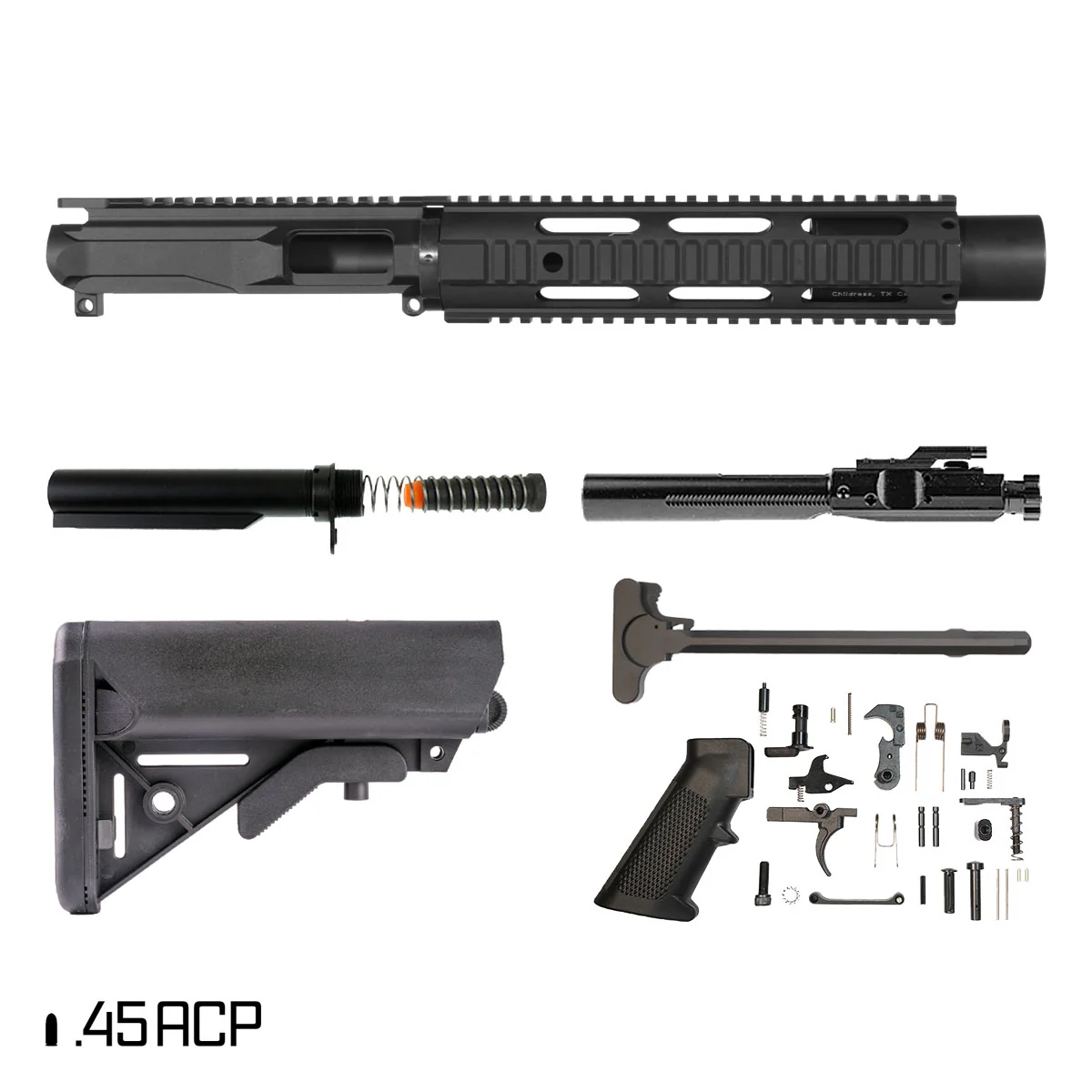 List Acp Silent45 7.5 Inch .45 ACP AR-45 Full Build Kit, Bear Creek Barrel ...