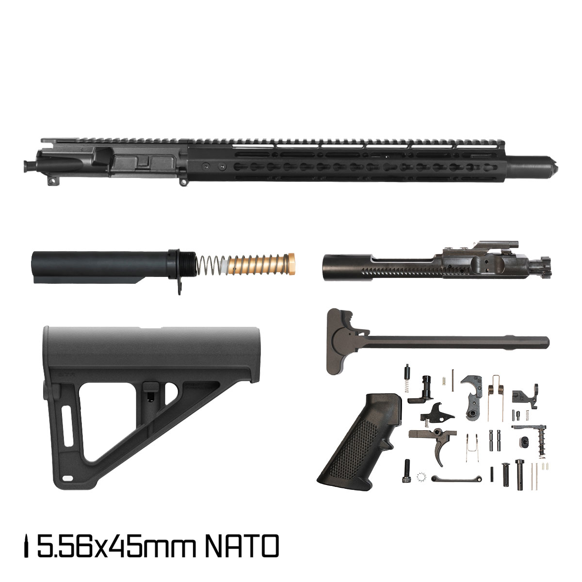 Davidson Defense Warden Duty w/BTR Brace 14.5-inch Mid-Gas 1:7 5.56 NATO AR-15 KeyMod Pistol Full Build Kit, Witt Machine Canooter Valve Suppressor