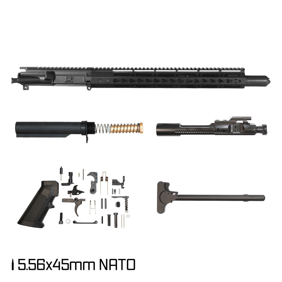 Davidson Defense Warden Duty SBR Ready 14.5-inch Mid-Gas 1:7 5.56 NATO AR-15 KeyMod Pistol Full Build Kit, Witt Machine Canooter Valve Suppressor